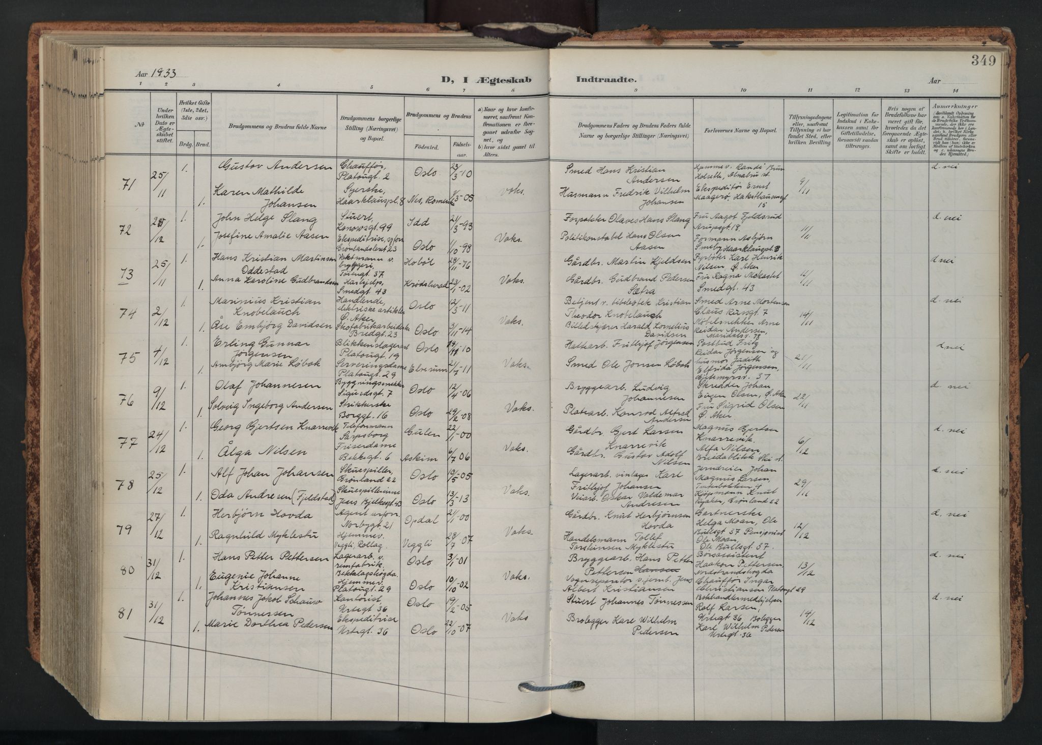 Grønland prestekontor Kirkebøker, SAO/A-10848/F/Fa/L0017: Parish register (official) no. 17, 1906-1934, p. 349