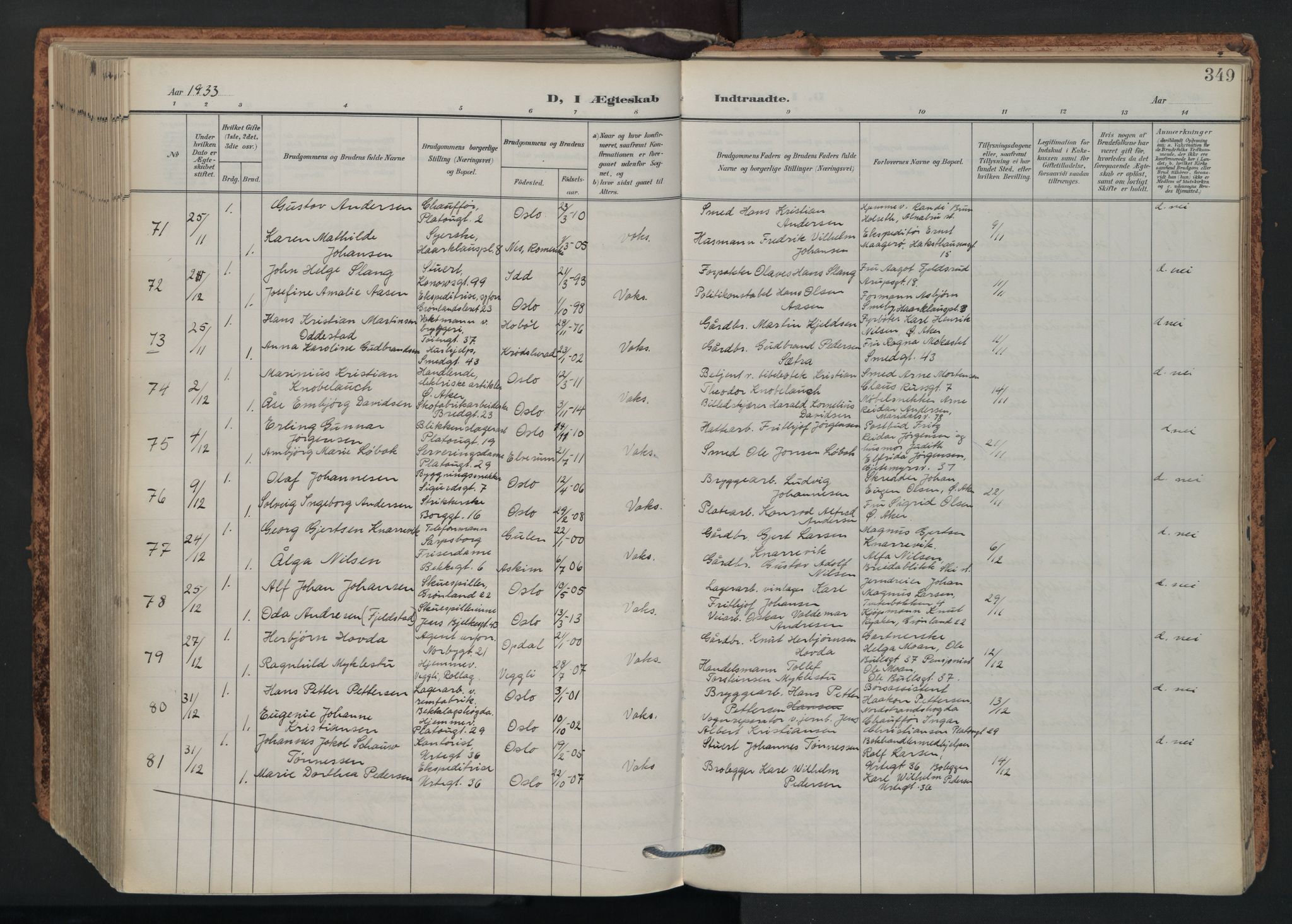 Grønland prestekontor Kirkebøker, AV/SAO-A-10848/F/Fa/L0017: Parish register (official) no. 17, 1906-1934, p. 349