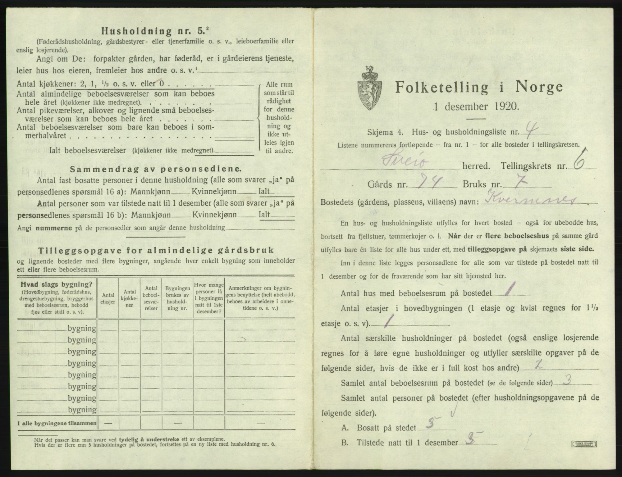 SAB, 1920 census for Sveio, 1920, p. 393