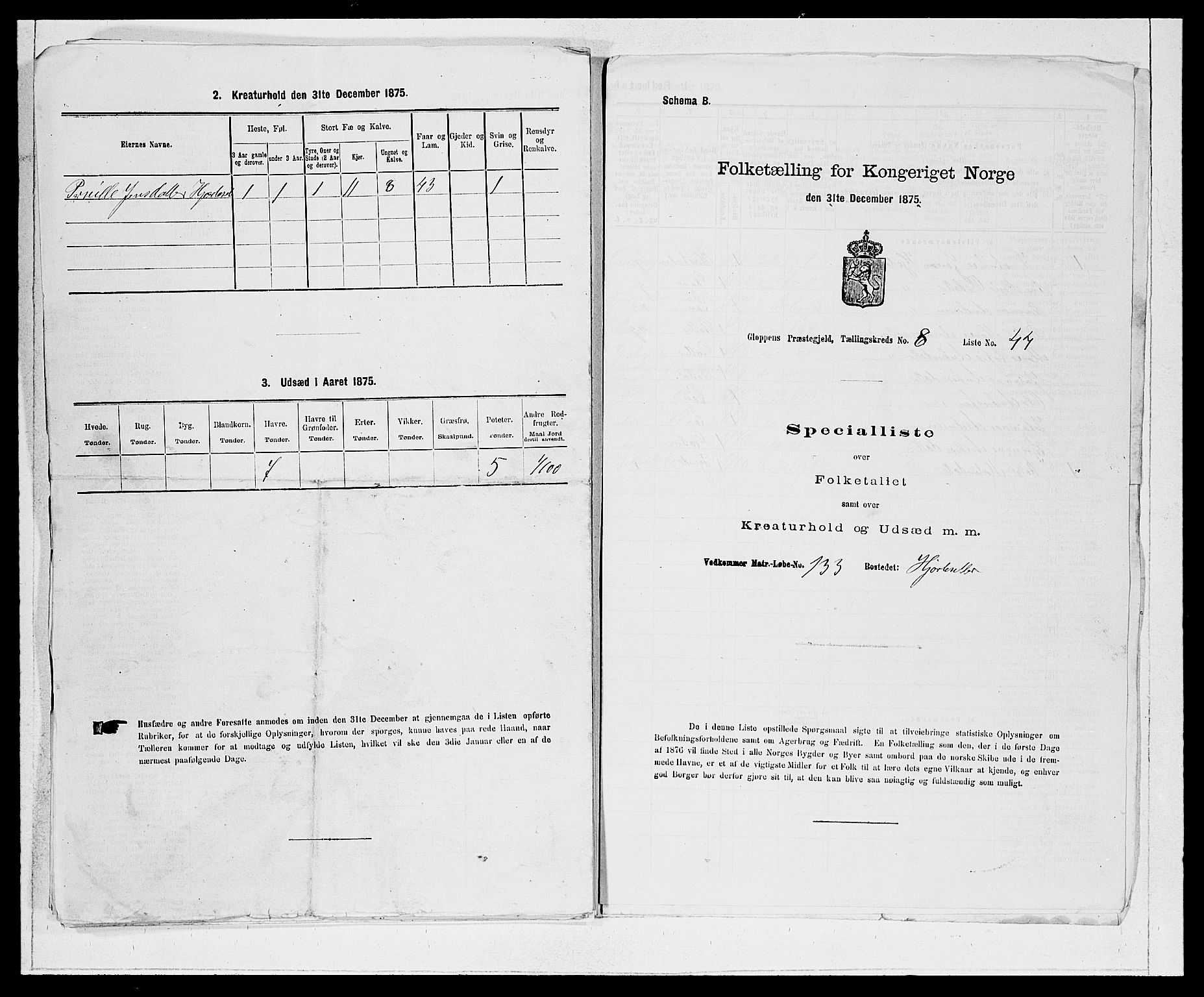 SAB, 1875 Census for 1445P Gloppen, 1875, p. 945