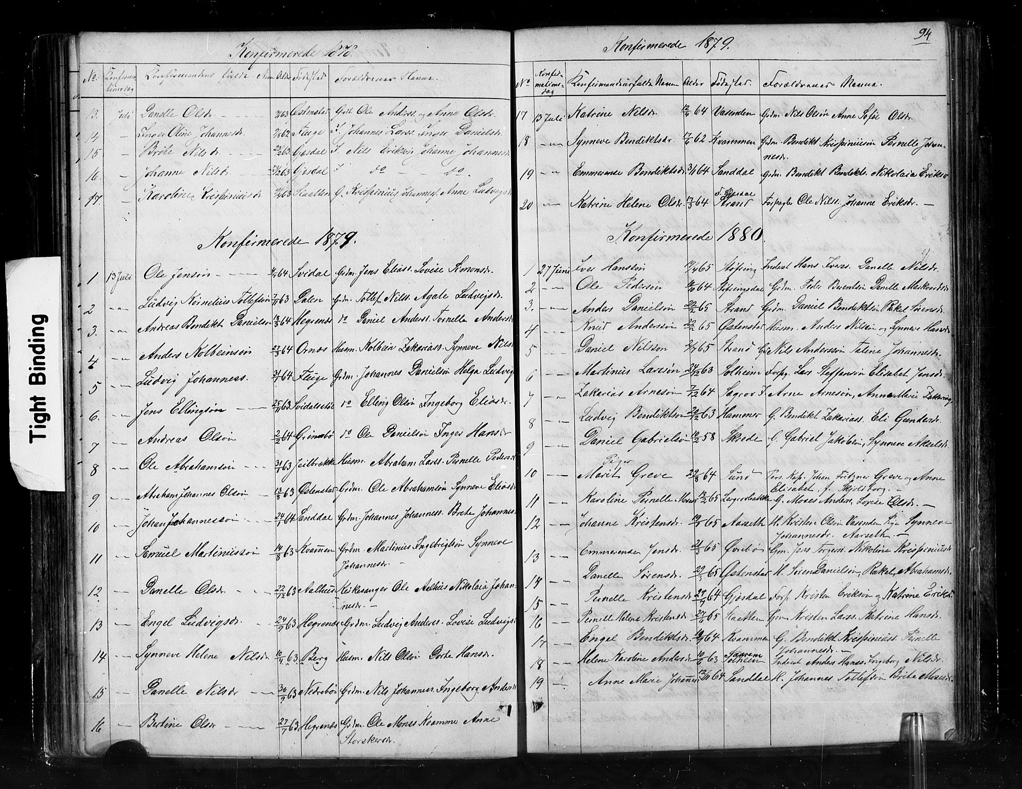 Jølster sokneprestembete, AV/SAB-A-80701/H/Hab/Haba/L0001: Parish register (copy) no. A 1, 1853-1894, p. 94