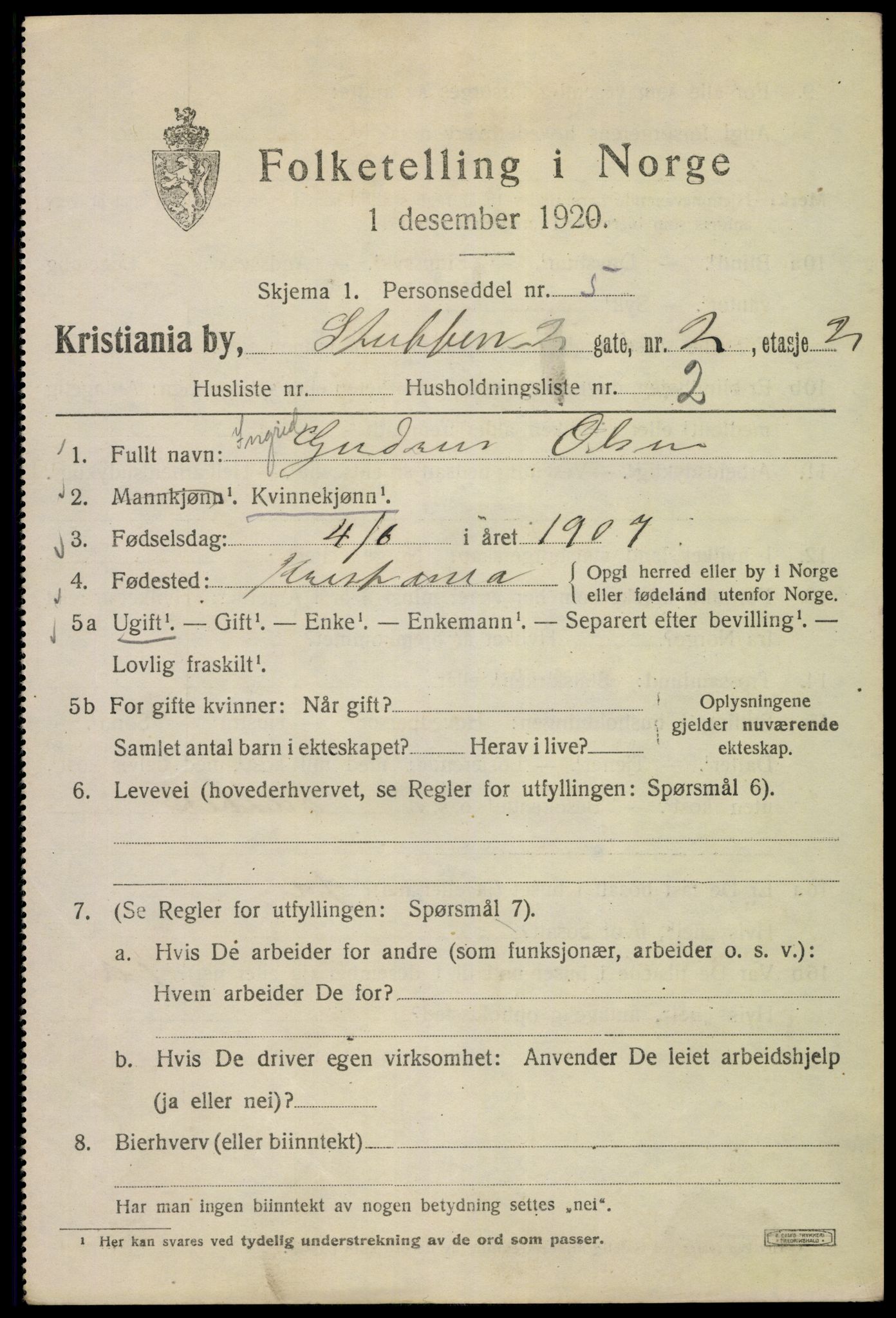 SAO, 1920 census for Kristiania, 1920, p. 553165