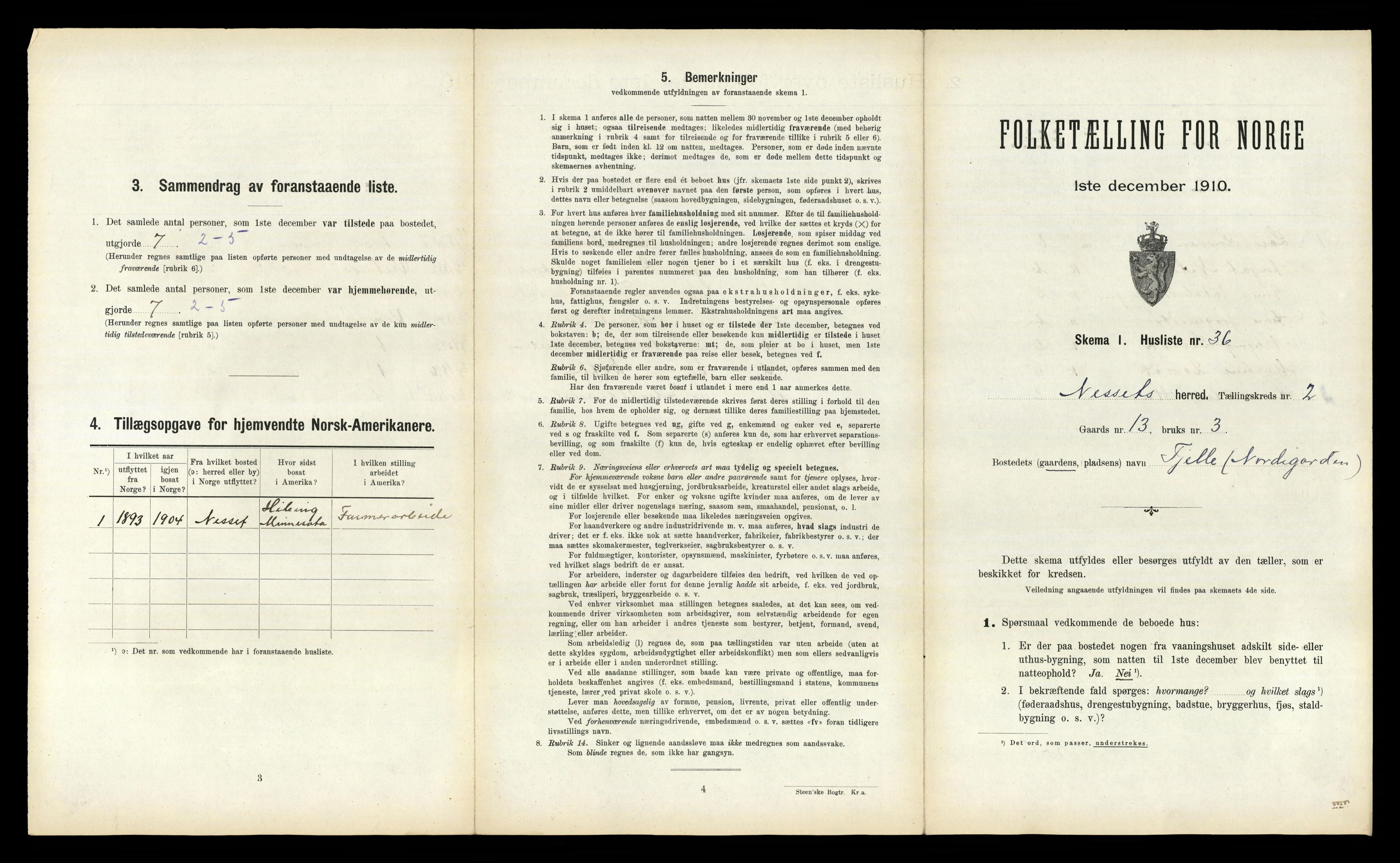 RA, 1910 census for Nesset, 1910, p. 159