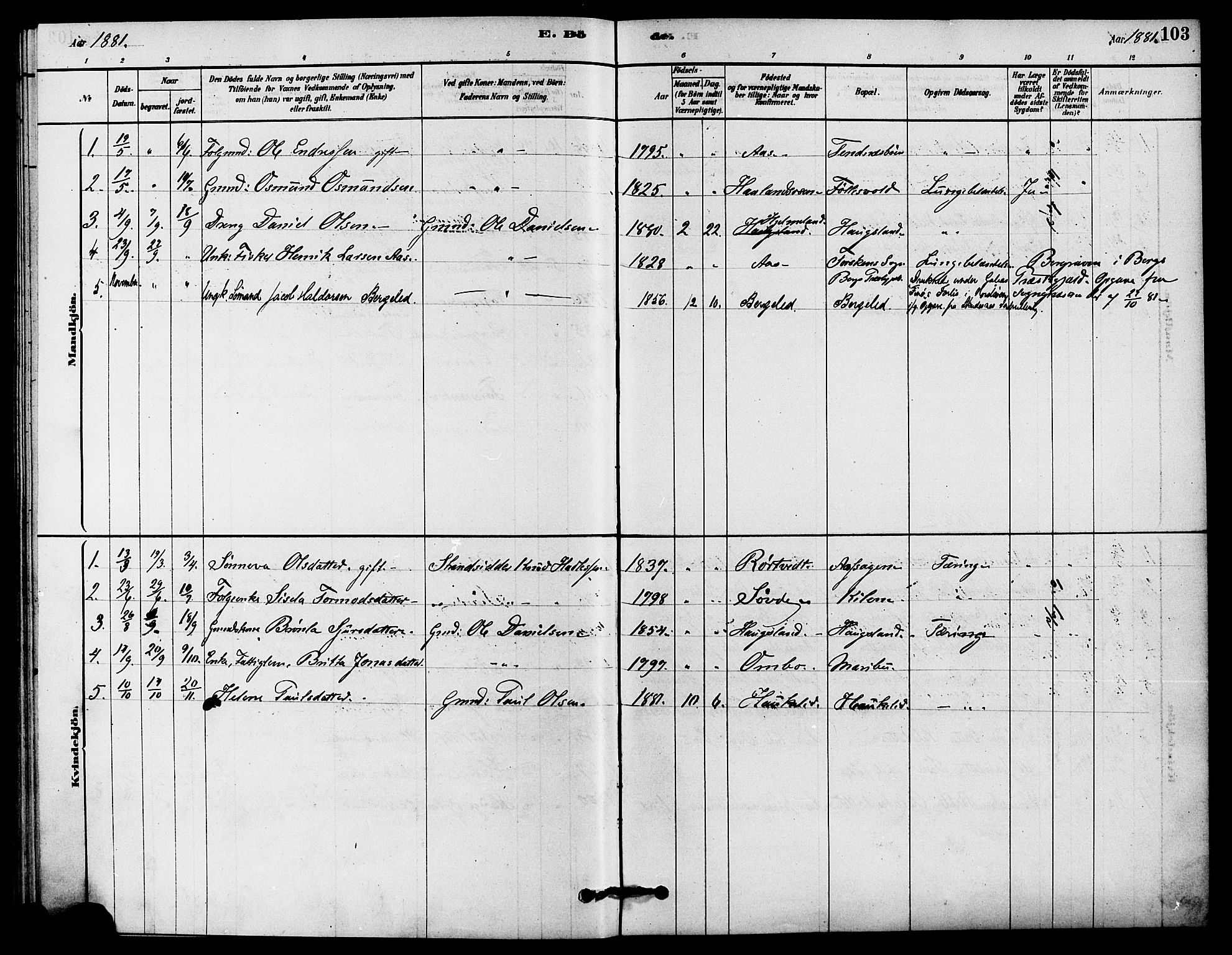 Jelsa sokneprestkontor, SAST/A-101842/01/IV: Parish register (official) no. A 9, 1878-1898, p. 103