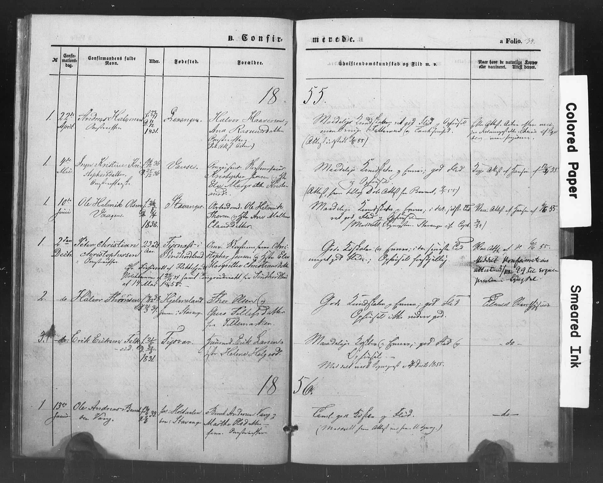 Kristiansand tukthus, SAK/1251-0009/I/Ih/L0001: Parish register (official) no. A 1, 1840-1875, p. 34
