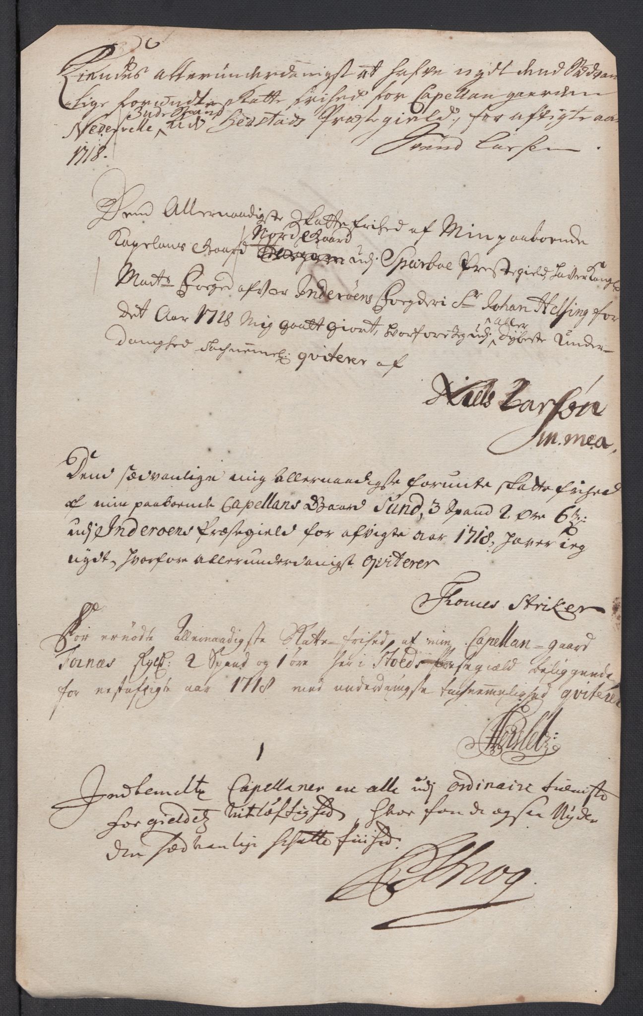 Rentekammeret inntil 1814, Reviderte regnskaper, Fogderegnskap, AV/RA-EA-4092/R63/L4326: Fogderegnskap Inderøy, 1718, p. 228