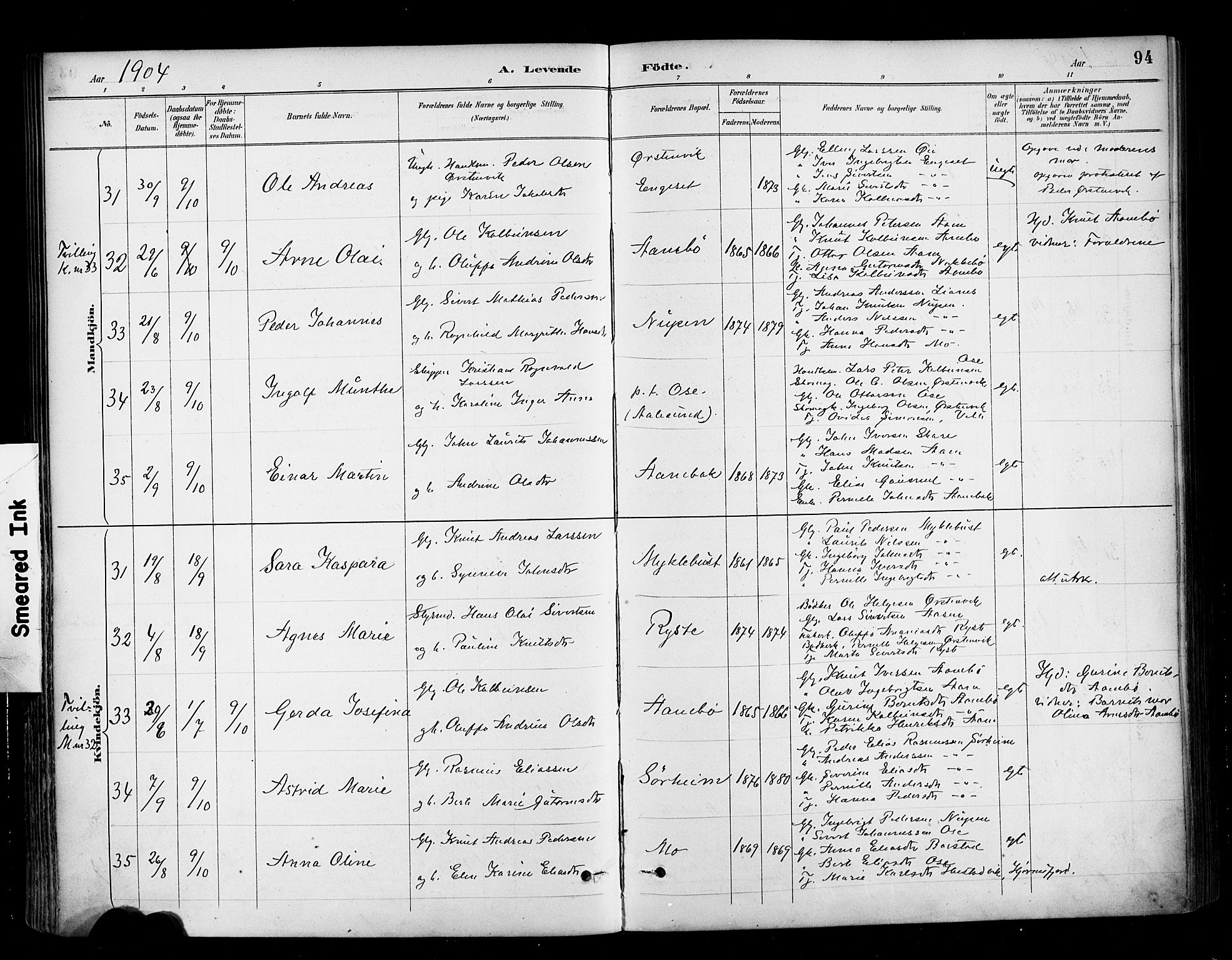 Ministerialprotokoller, klokkerbøker og fødselsregistre - Møre og Romsdal, AV/SAT-A-1454/513/L0177: Parish register (official) no. 513A04, 1890-1906, p. 94