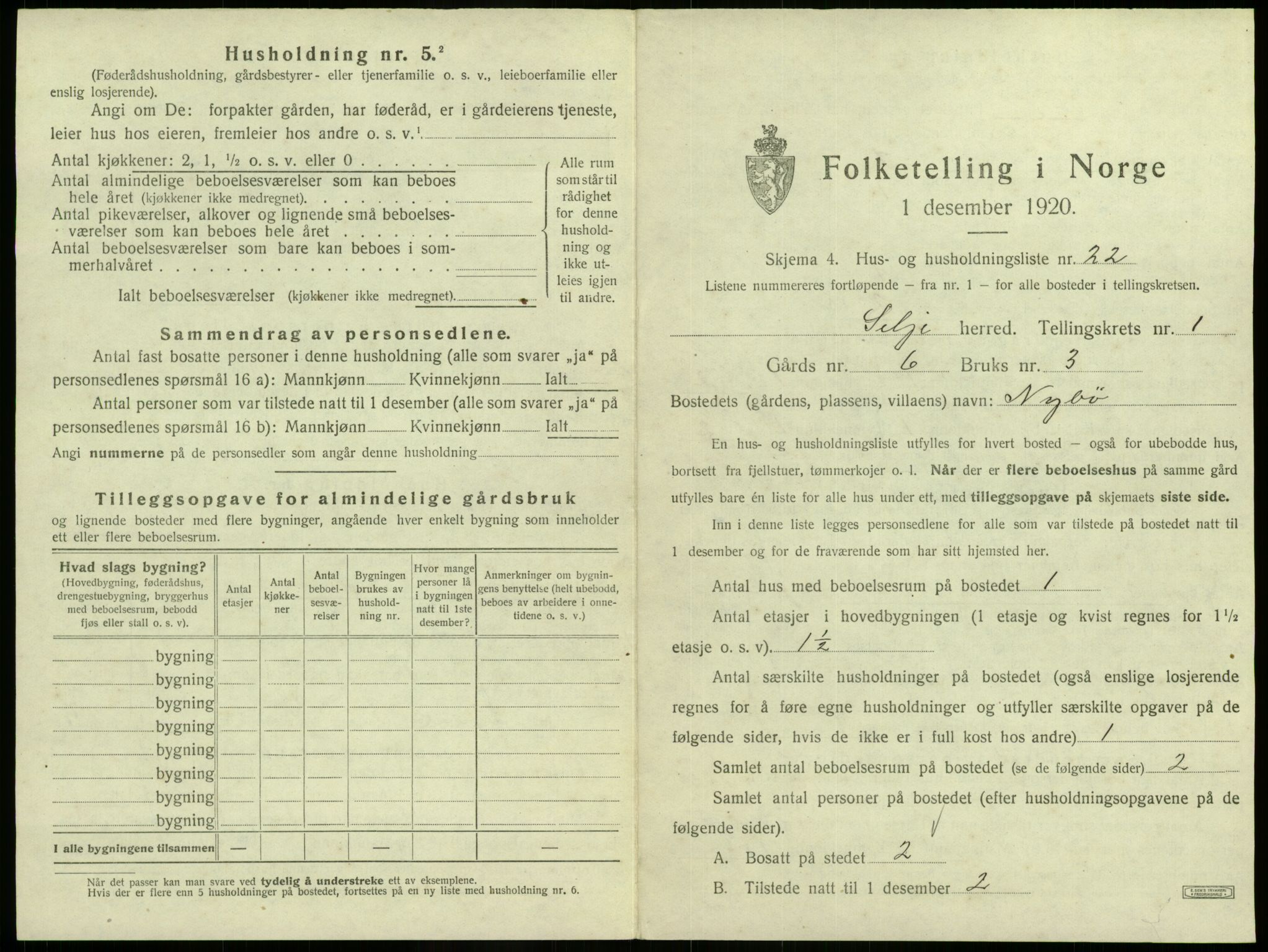 SAB, 1920 census for Selje, 1920, p. 113