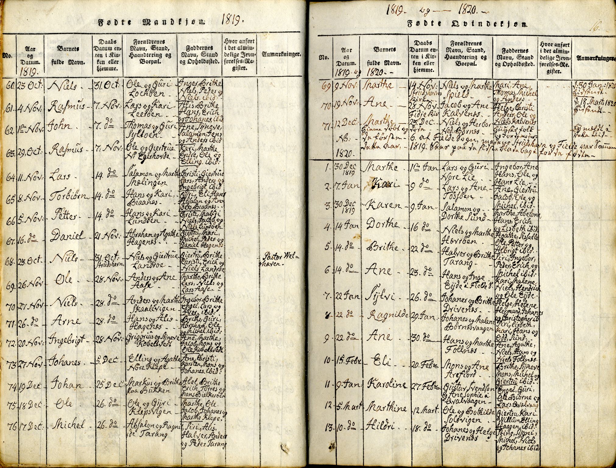 Sund sokneprestembete, SAB/A-99930: Parish register (official) no. A 11, 1814-1825, p. 16