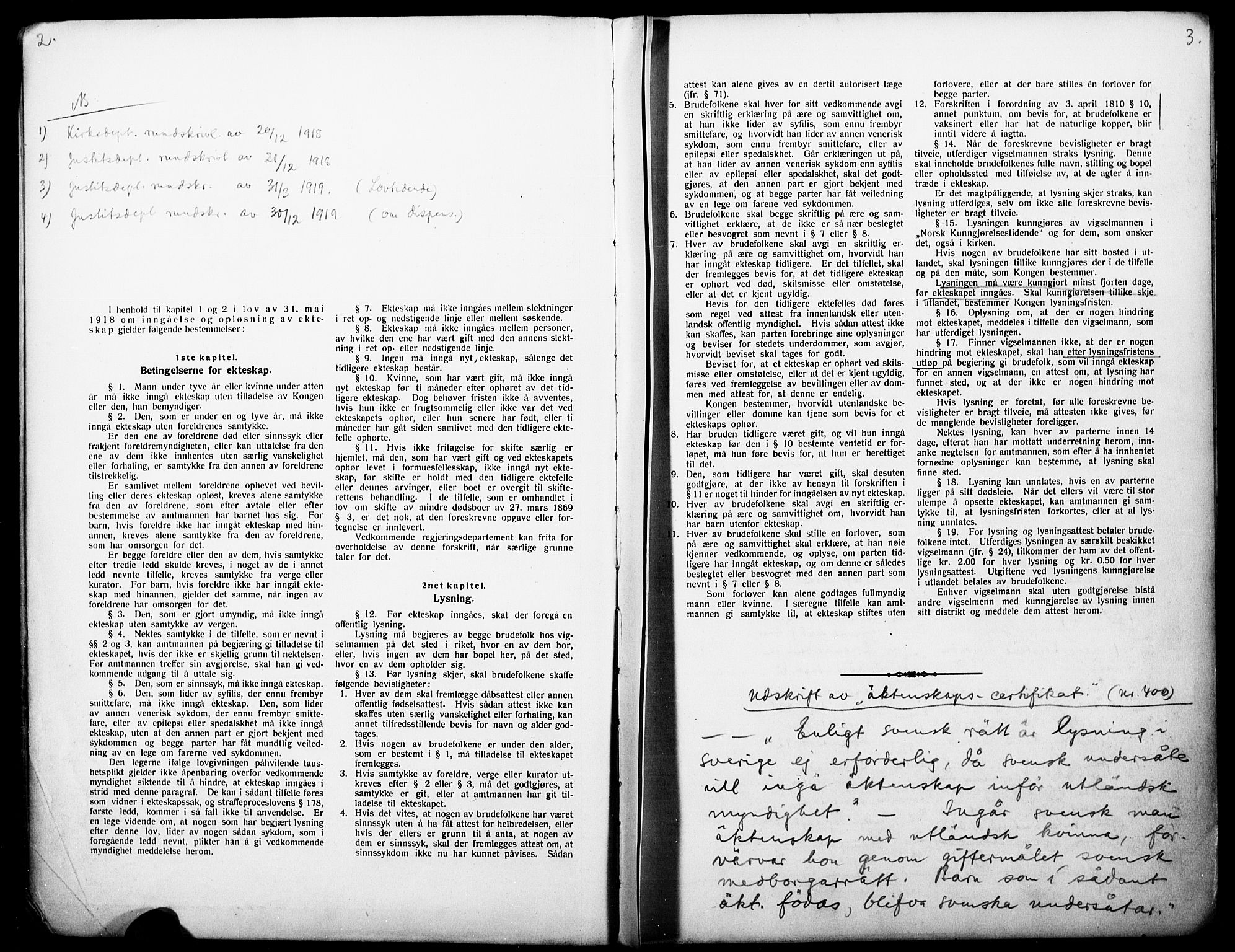 Kampen prestekontor Kirkebøker, AV/SAO-A-10853/H/Ha/L0005: Banns register no. 5, 1920-1927, p. 2-3