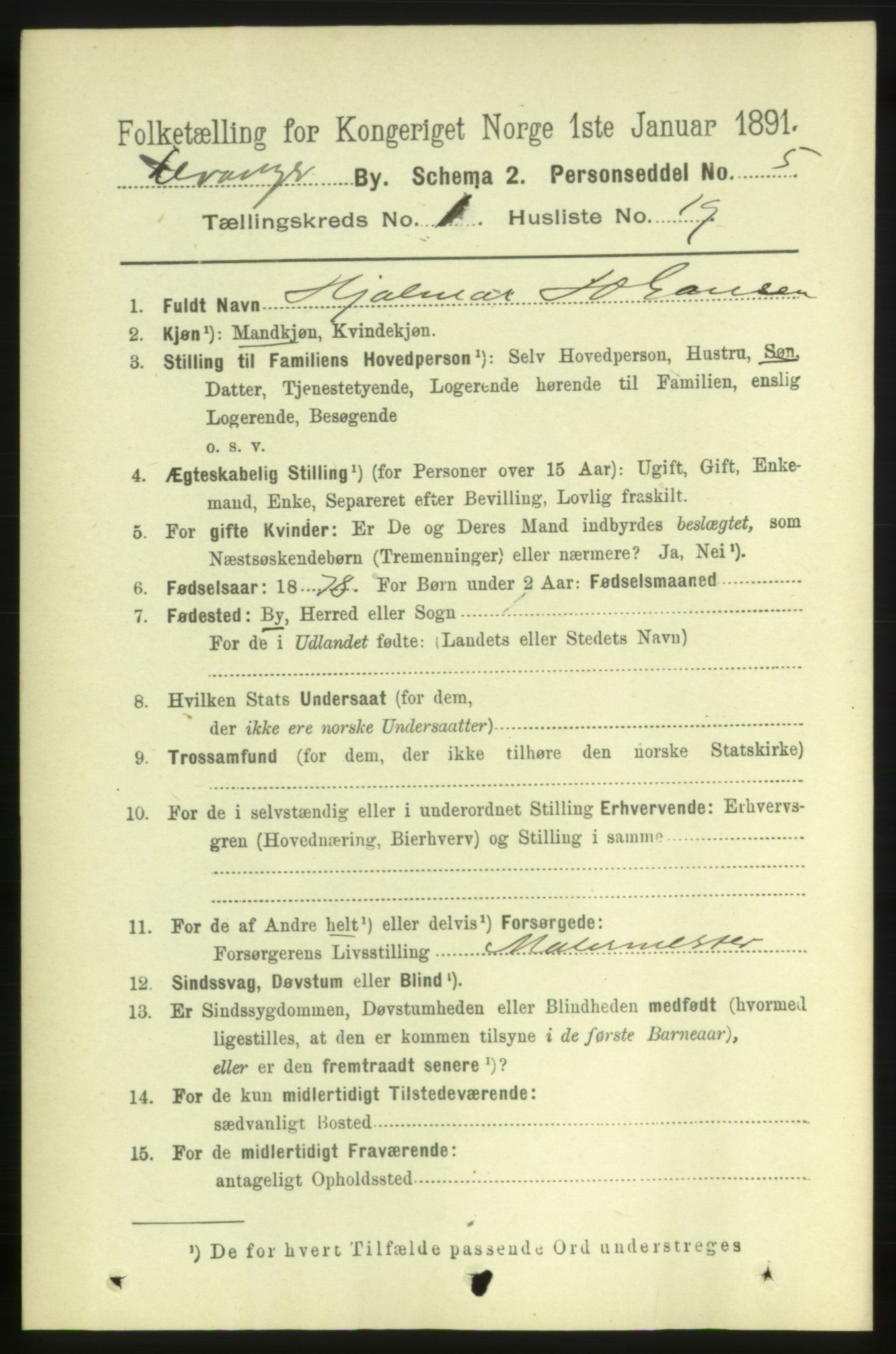 RA, 1891 census for 1701 Levanger, 1891, p. 271