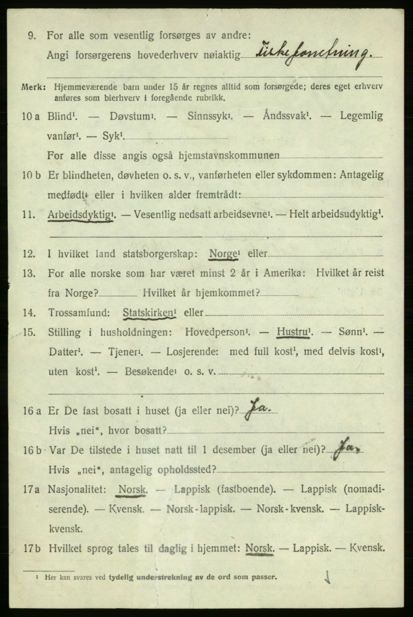 SATØ, 1920 census for Gamvik, 1920, p. 2405