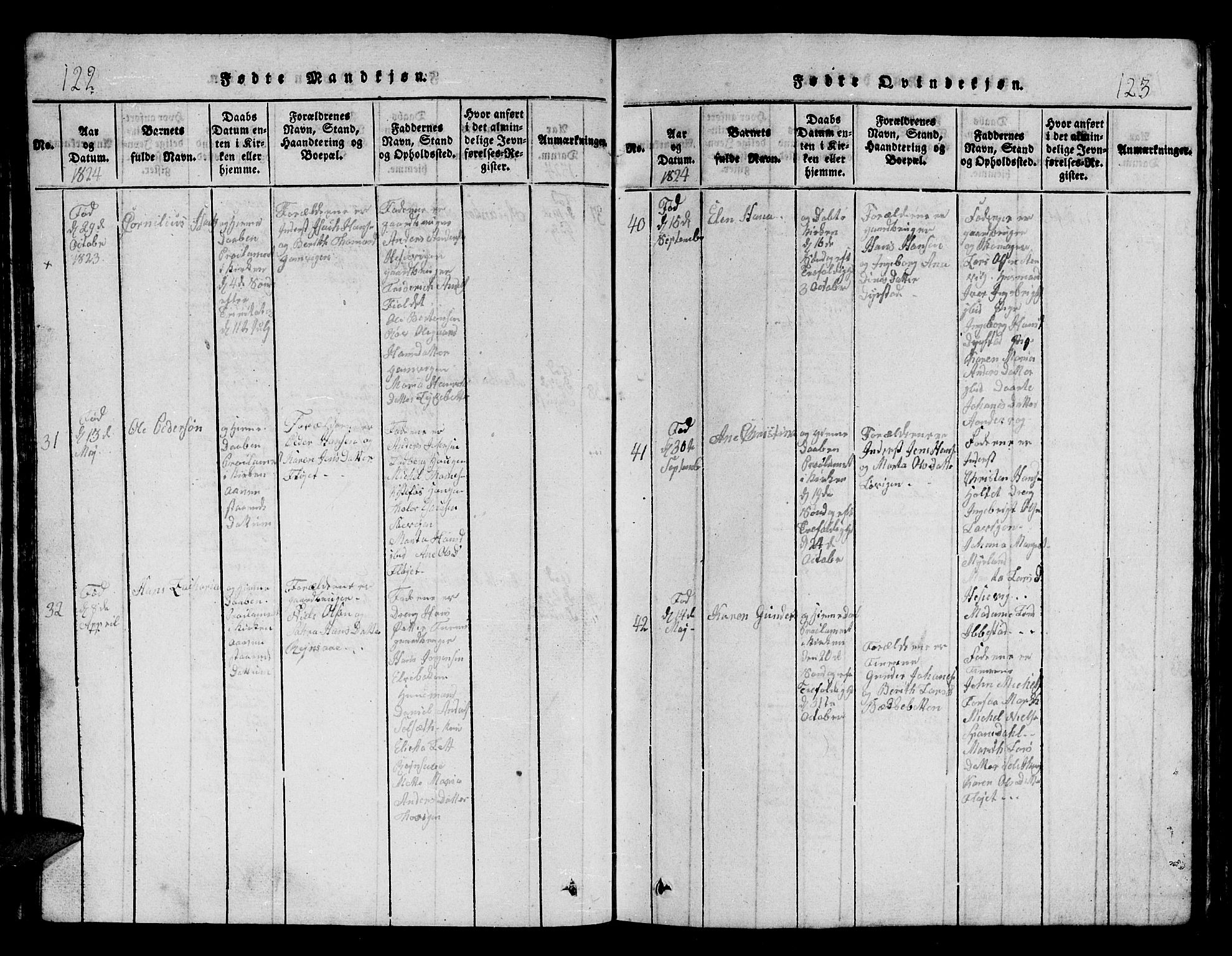 Ibestad sokneprestembete, AV/SATØ-S-0077/H/Ha/Hab/L0002klokker: Parish register (copy) no. 2, 1821-1833, p. 122-123