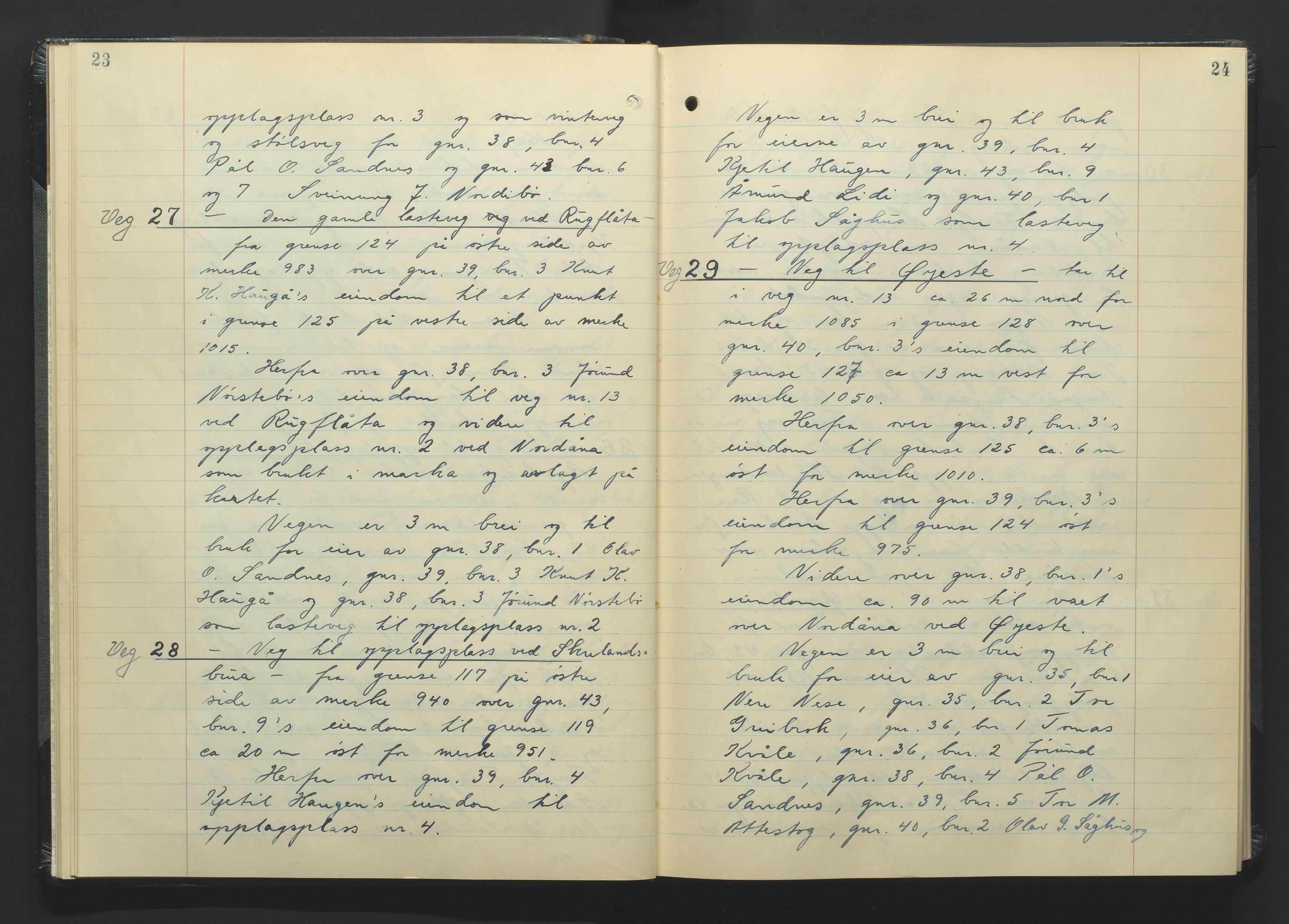Setesdal jordskifterett, AV/SAK-1541-0008/F/Fa/Faa/L0002: Jordskifteprotokoll med gårdsregister, Setesdal domssokn nr 17, 1954
