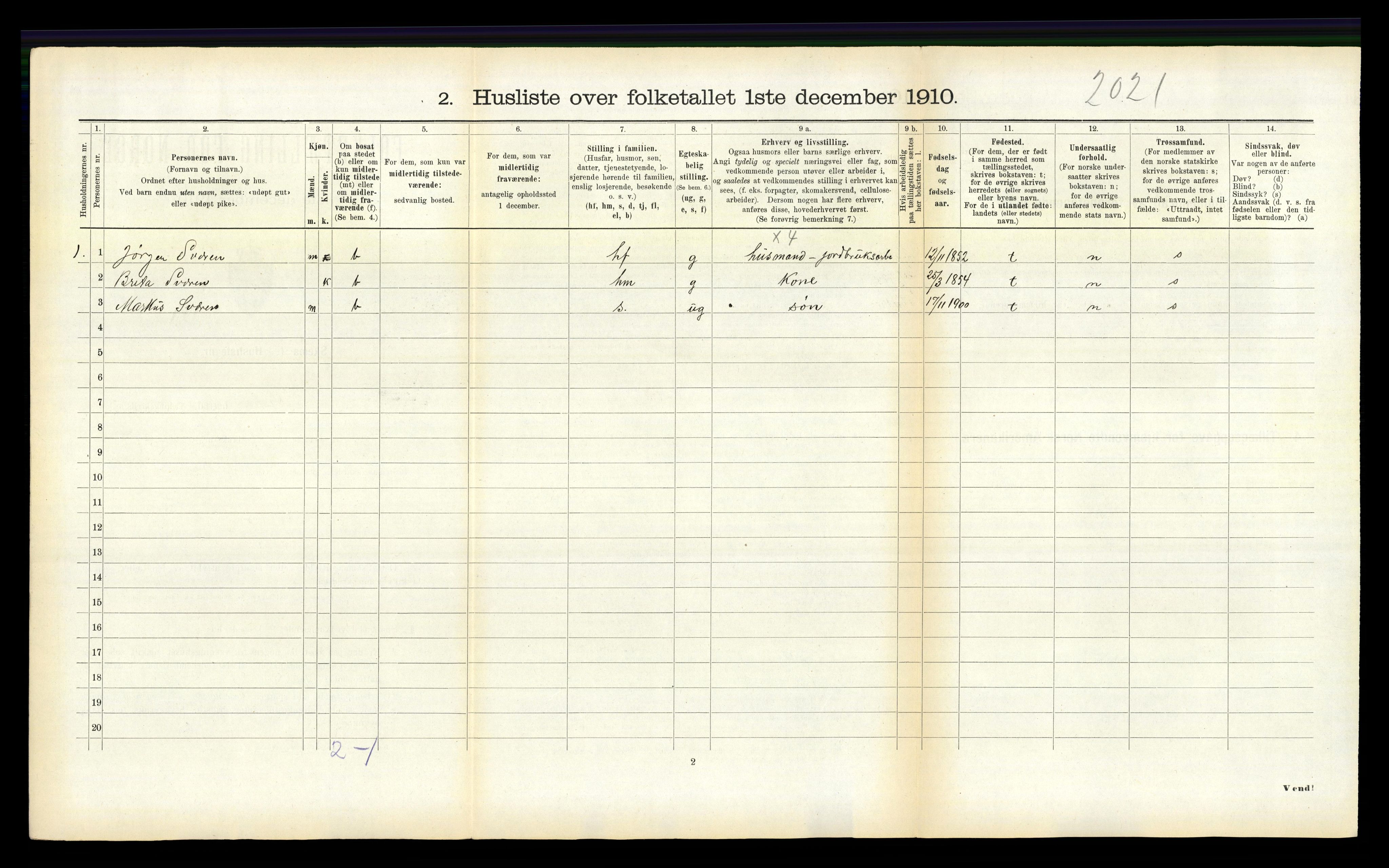 RA, 1910 census for Balestrand, 1910, p. 317