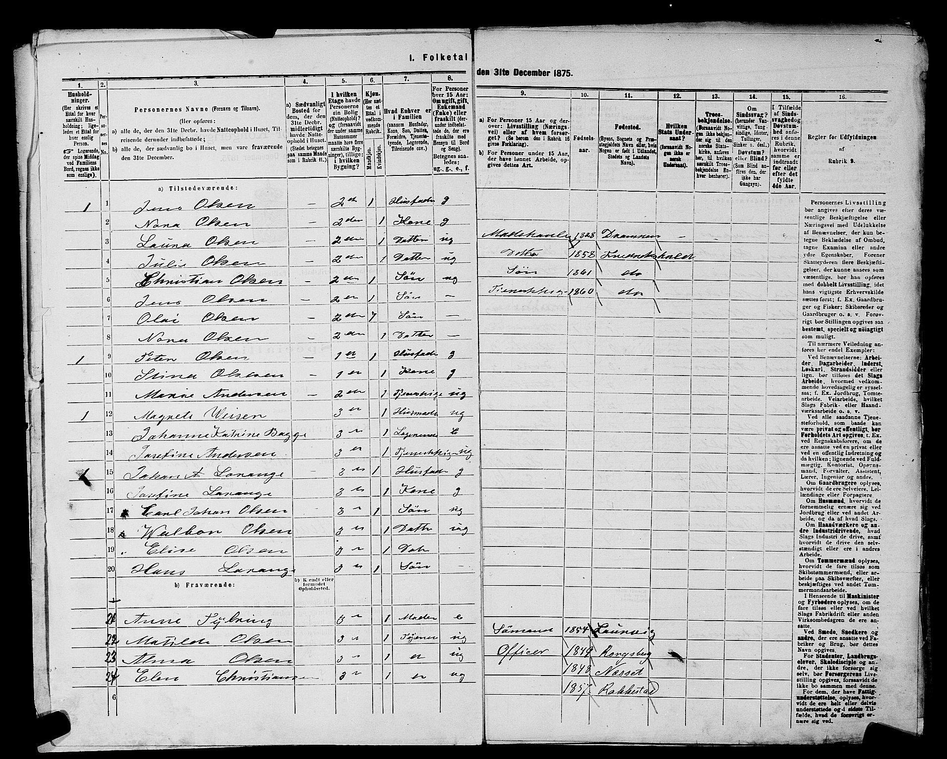 RA, 1875 census for 0101P Fredrikshald, 1875, p. 841