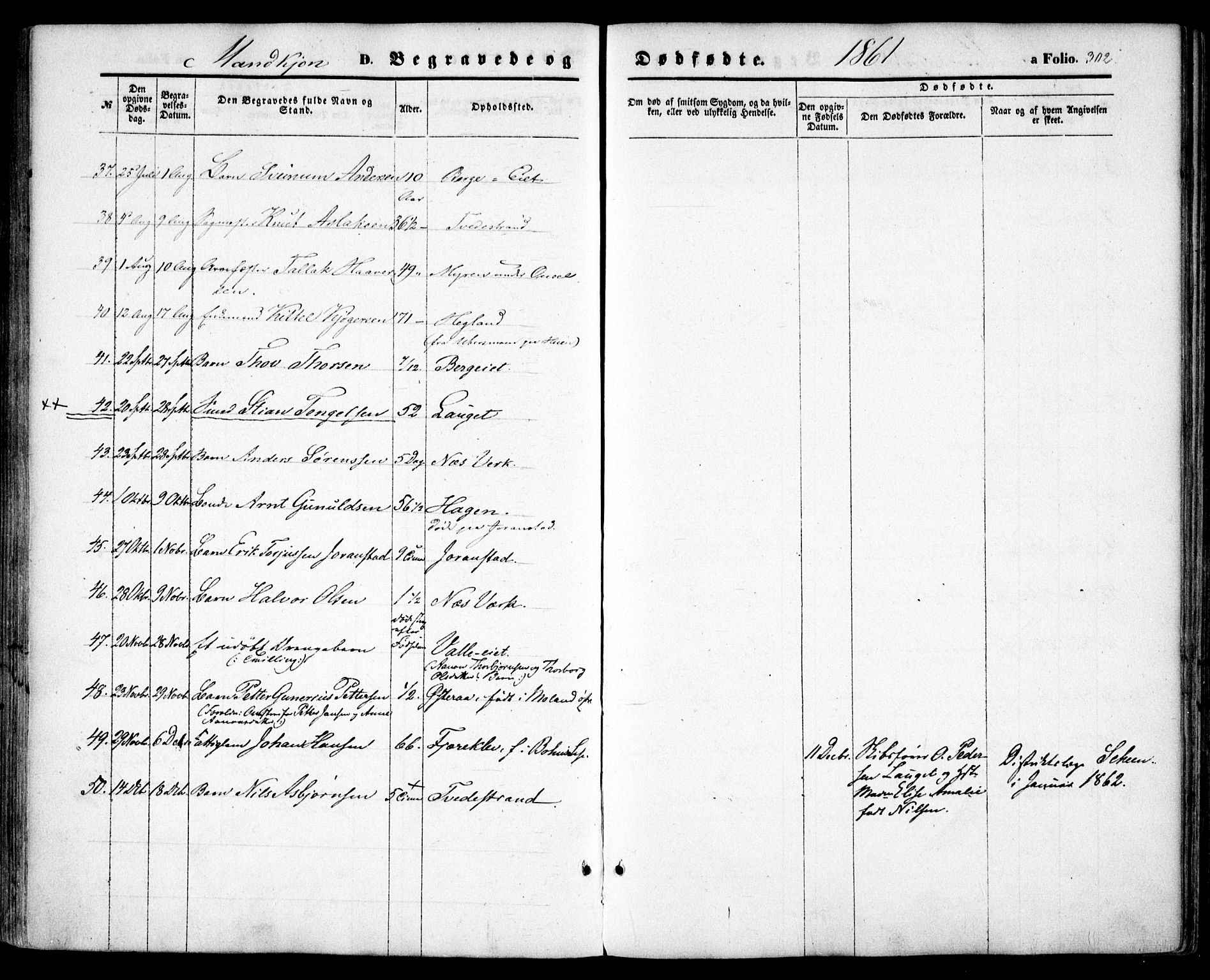 Holt sokneprestkontor, AV/SAK-1111-0021/F/Fa/L0009: Parish register (official) no. A 9, 1861-1871, p. 302