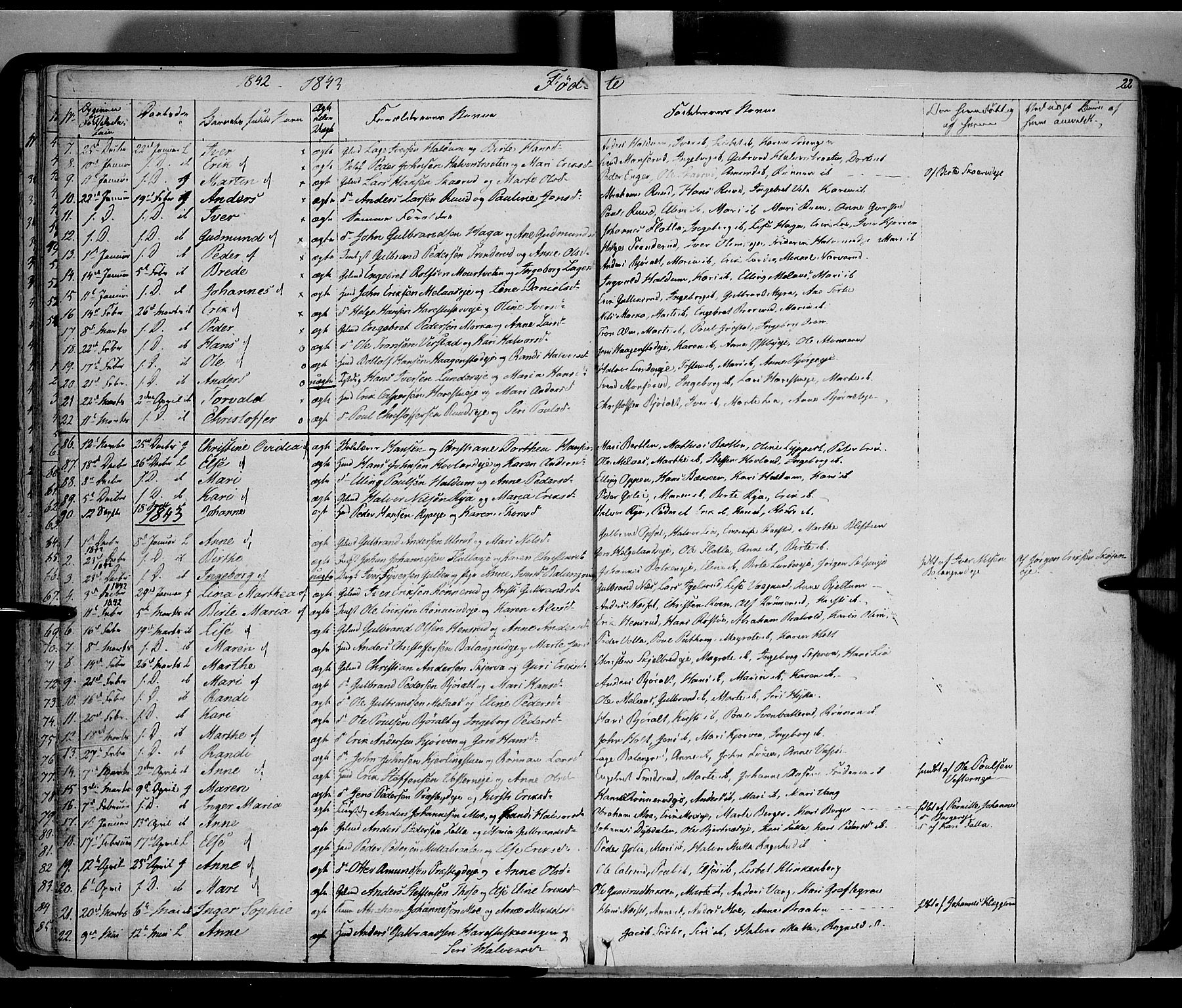Jevnaker prestekontor, SAH/PREST-116/H/Ha/Haa/L0006: Parish register (official) no. 6, 1837-1857, p. 22