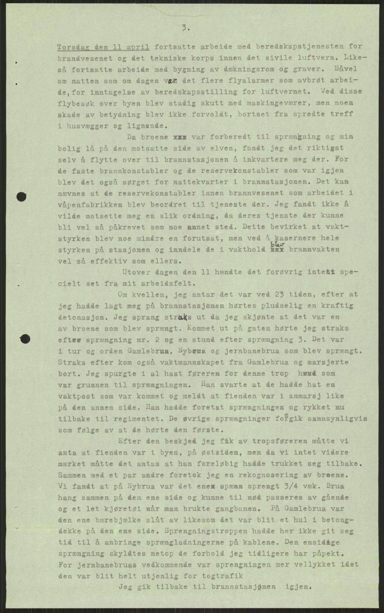 Forsvaret, Forsvarets krigshistoriske avdeling, AV/RA-RAFA-2017/Y/Ya/L0014: II-C-11-31 - Fylkesmenn.  Rapporter om krigsbegivenhetene 1940., 1940, p. 402