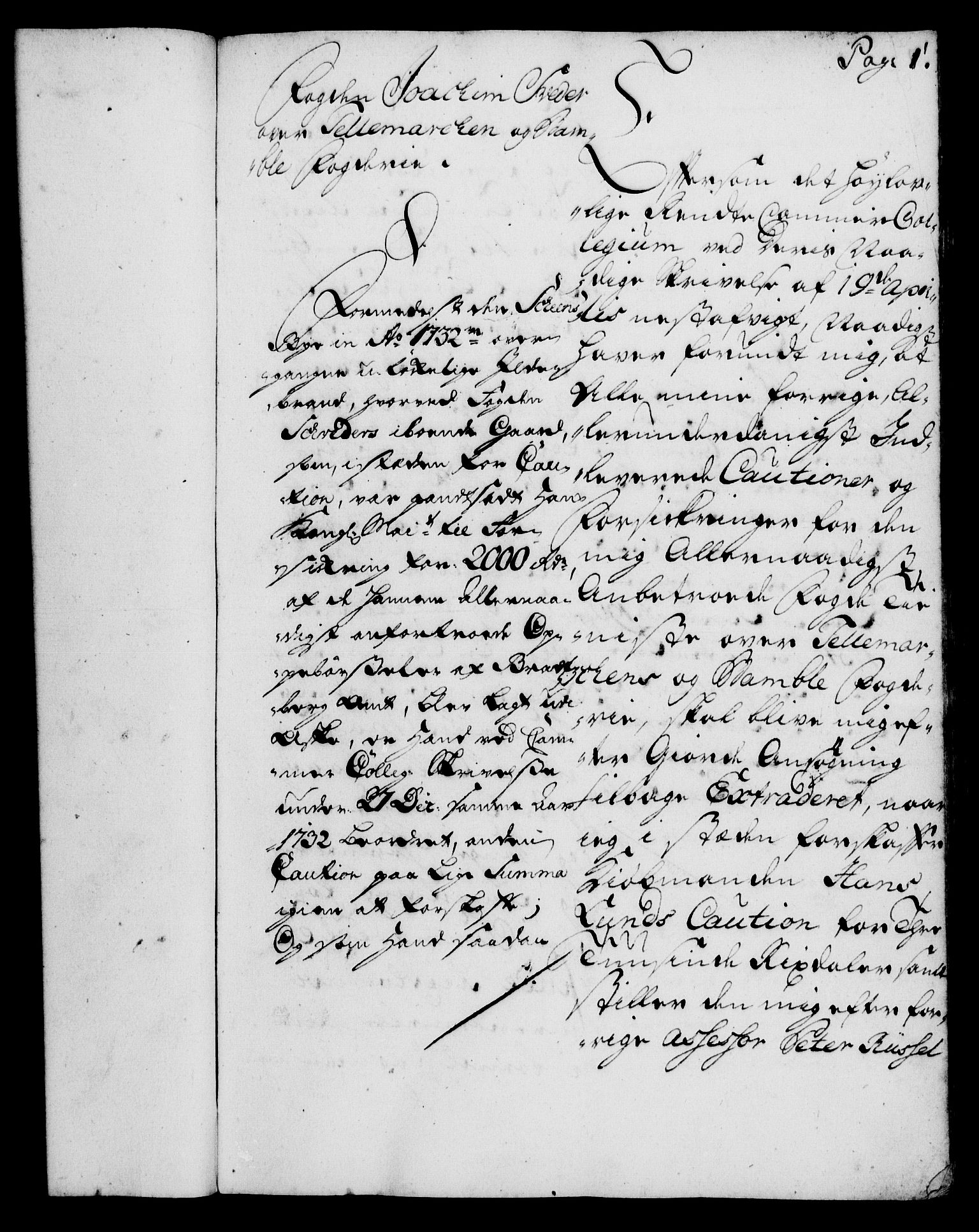 Rentekammeret, Kammerkanselliet, RA/EA-3111/G/Gh/Ghd/L0002: Kausjonsprotokoll med register (merket RK 53.40), 1727-1732, p. 1