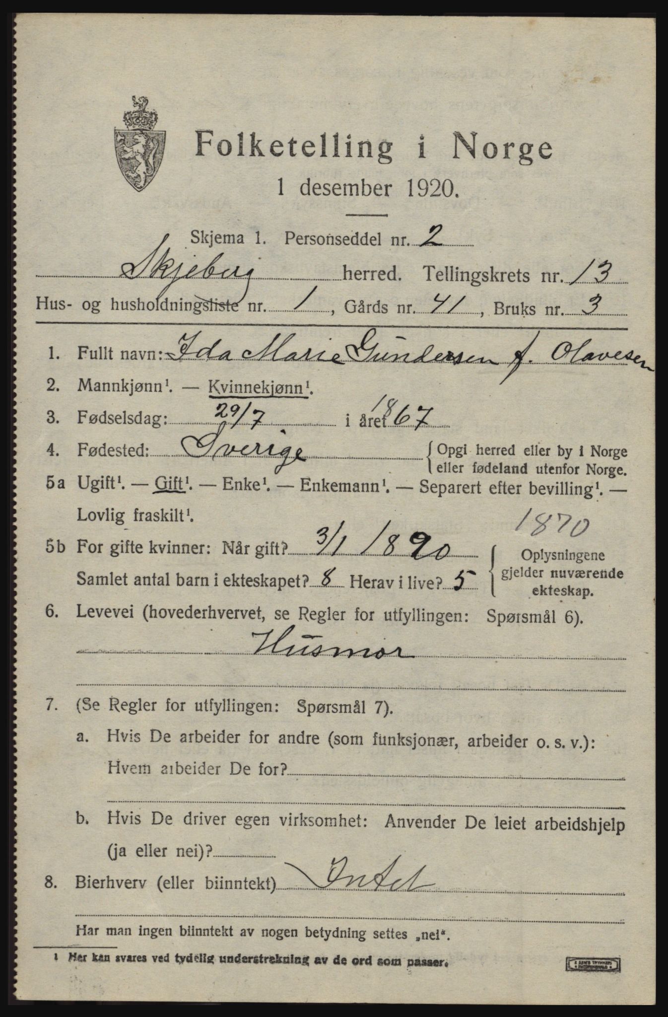 SAO, 1920 census for Skjeberg, 1920, p. 11637