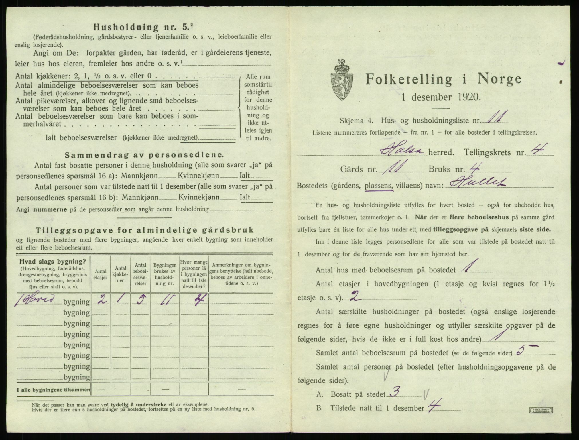 SAT, 1920 census for Halsa, 1920, p. 248