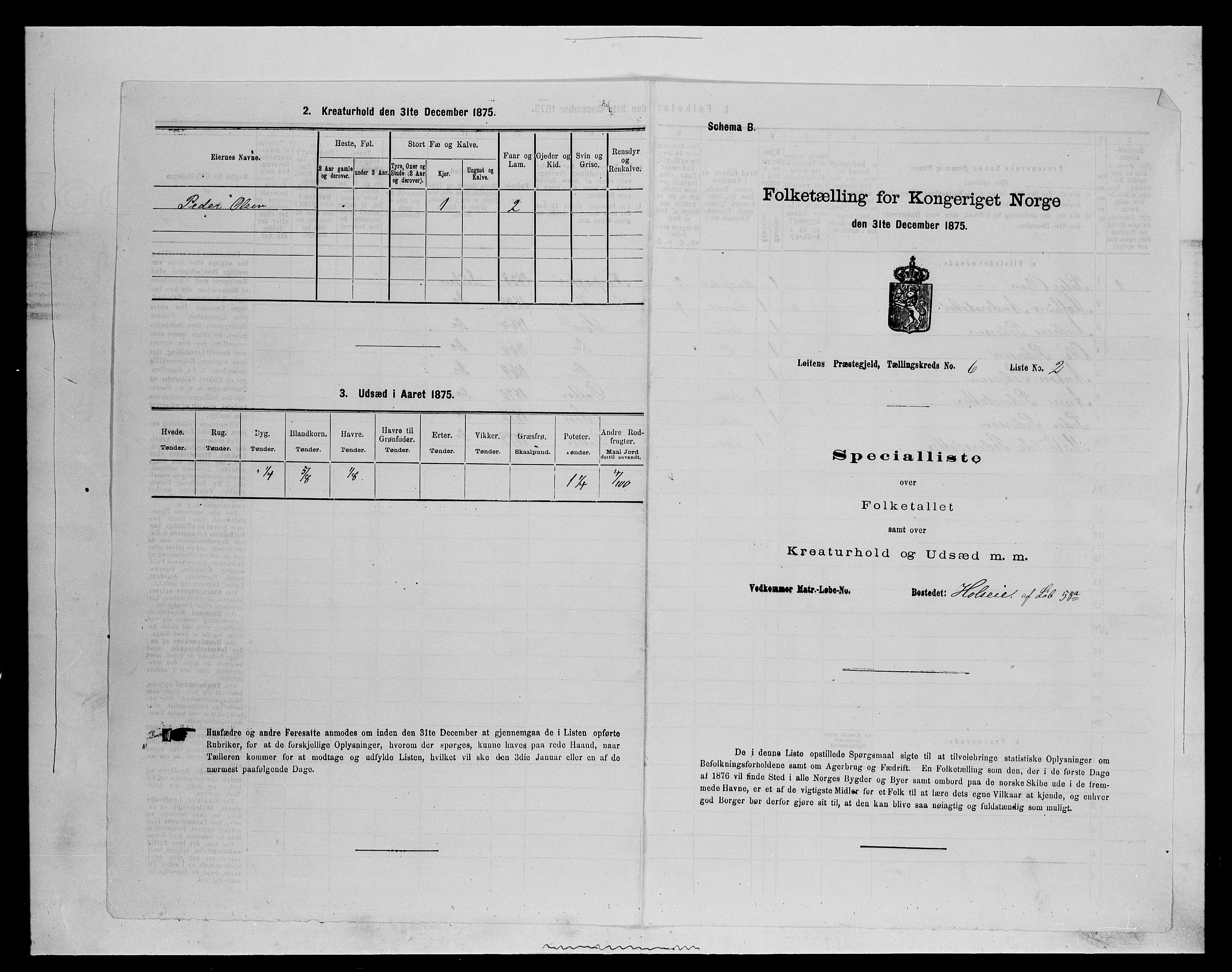 SAH, 1875 census for 0415P Løten, 1875, p. 1253