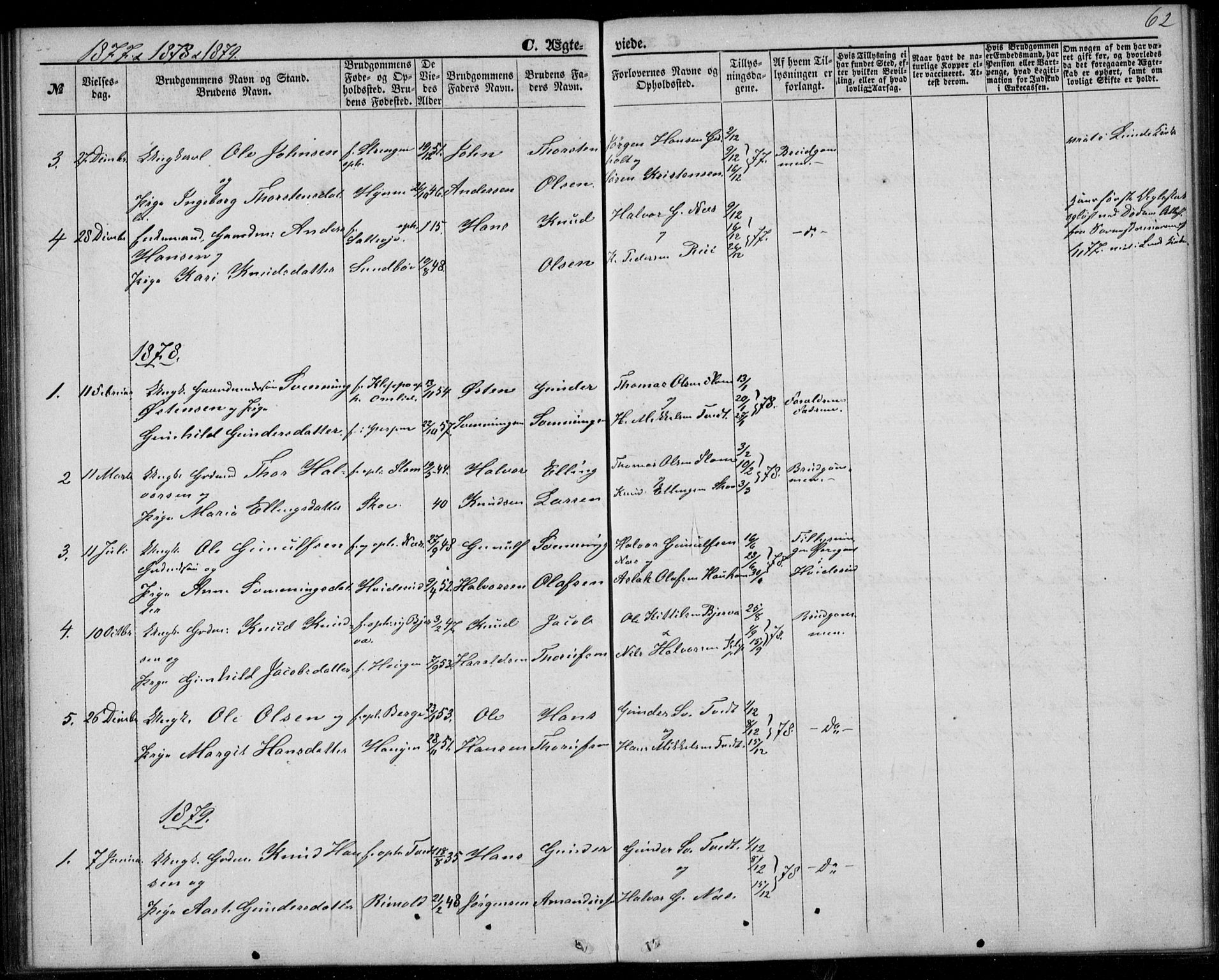 Lunde kirkebøker, SAKO/A-282/F/Fb/L0002: Parish register (official) no. II 2, 1861-1881, p. 62