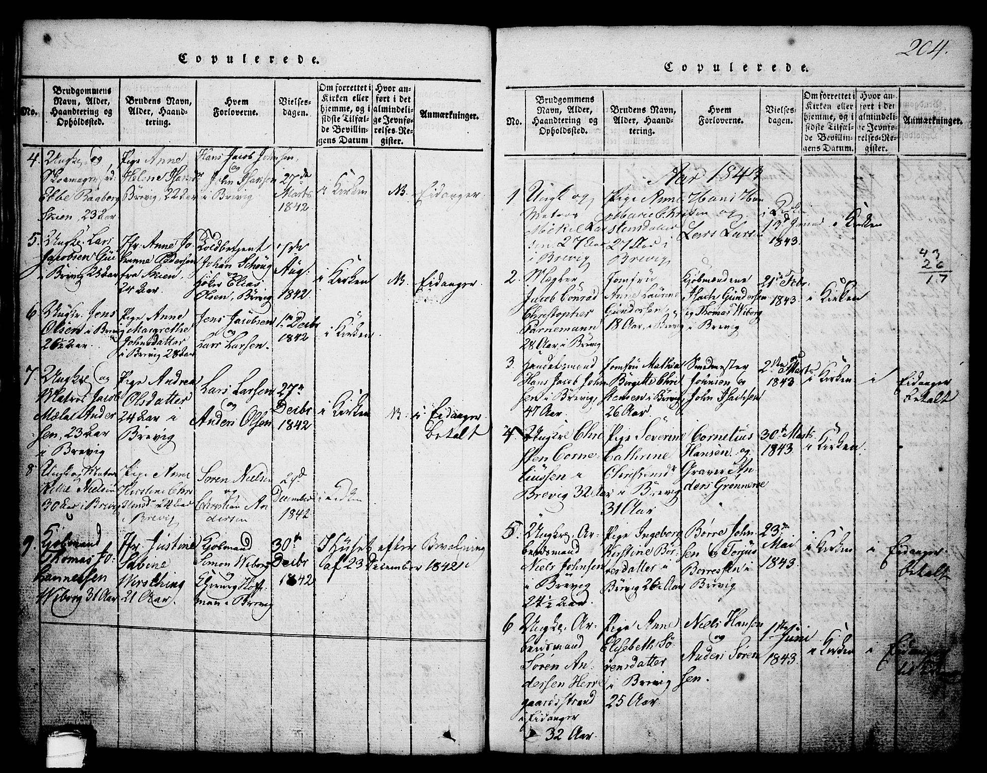 Brevik kirkebøker, SAKO/A-255/G/Ga/L0001: Parish register (copy) no. 1, 1814-1845, p. 204