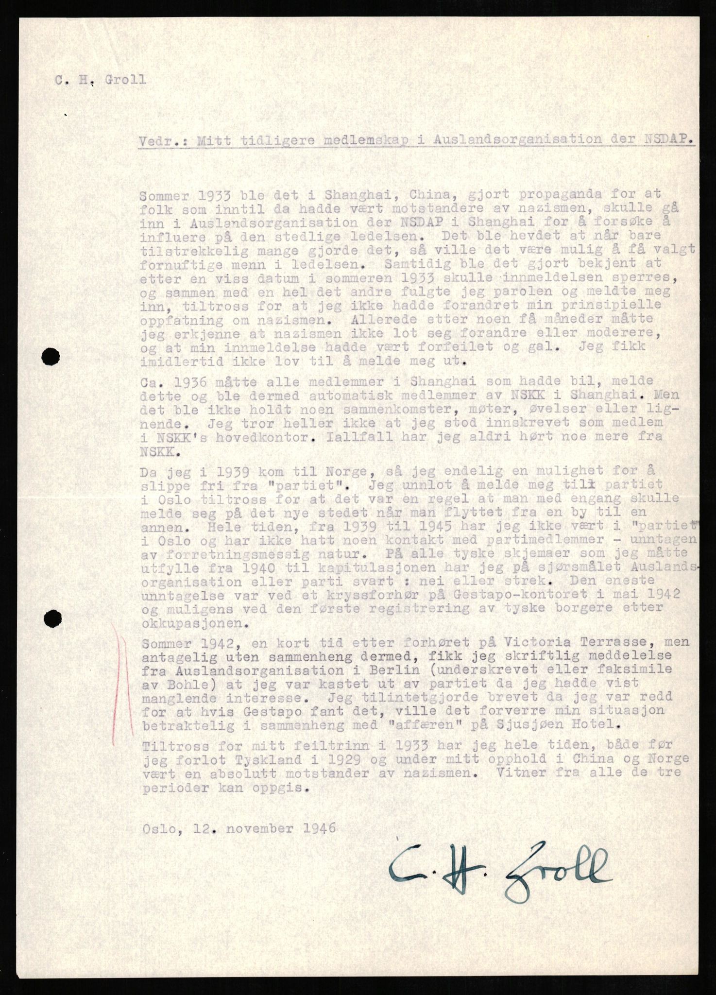 Forsvaret, Forsvarets overkommando II, AV/RA-RAFA-3915/D/Db/L0010: CI Questionaires. Tyske okkupasjonsstyrker i Norge. Tyskere., 1945-1946, p. 240