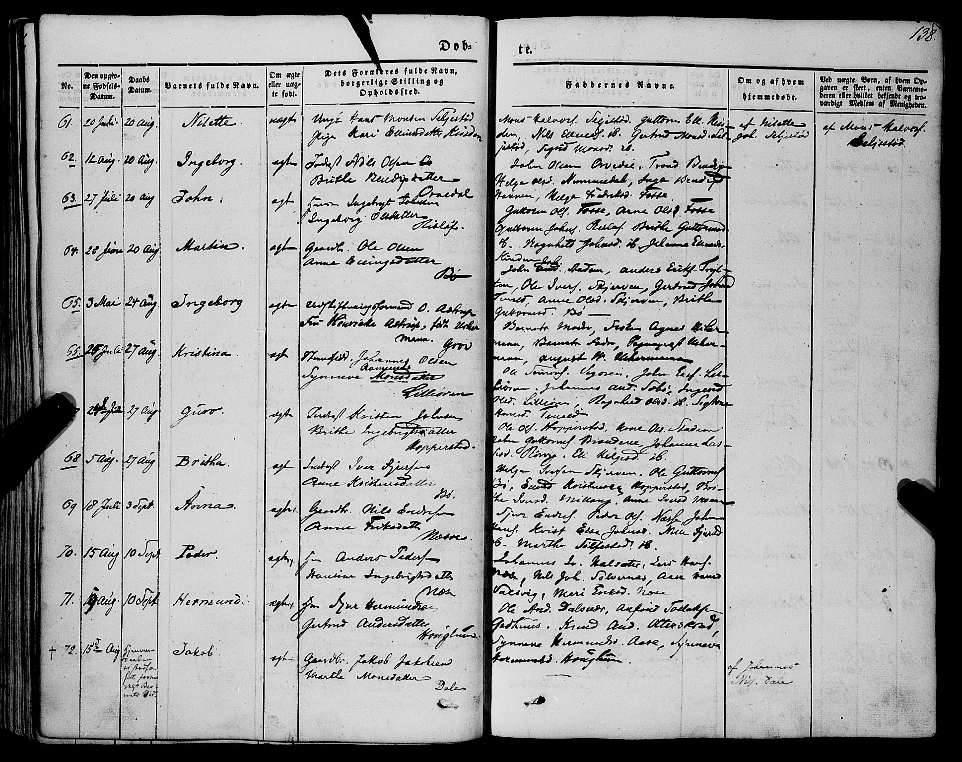 Vik sokneprestembete, AV/SAB-A-81501/H/Haa/Haaa/L0008: Parish register (official) no. A 8, 1846-1865, p. 138