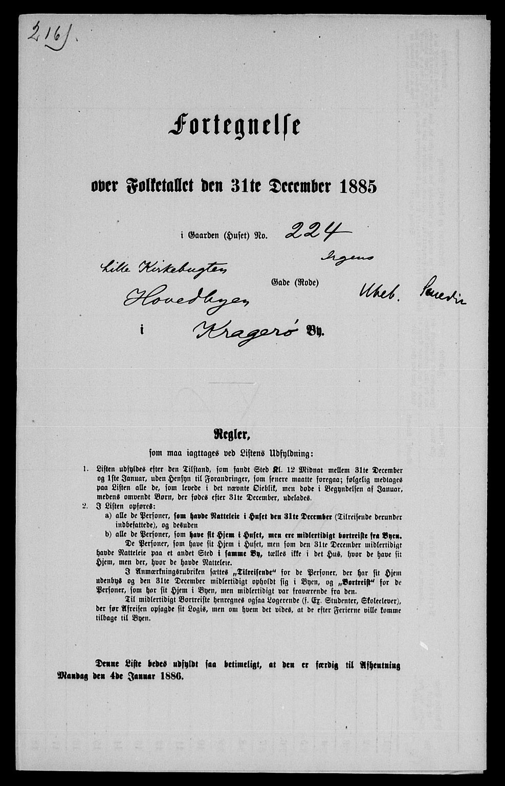 SAKO, 1885 census for 0801 Kragerø, 1885, p. 1460