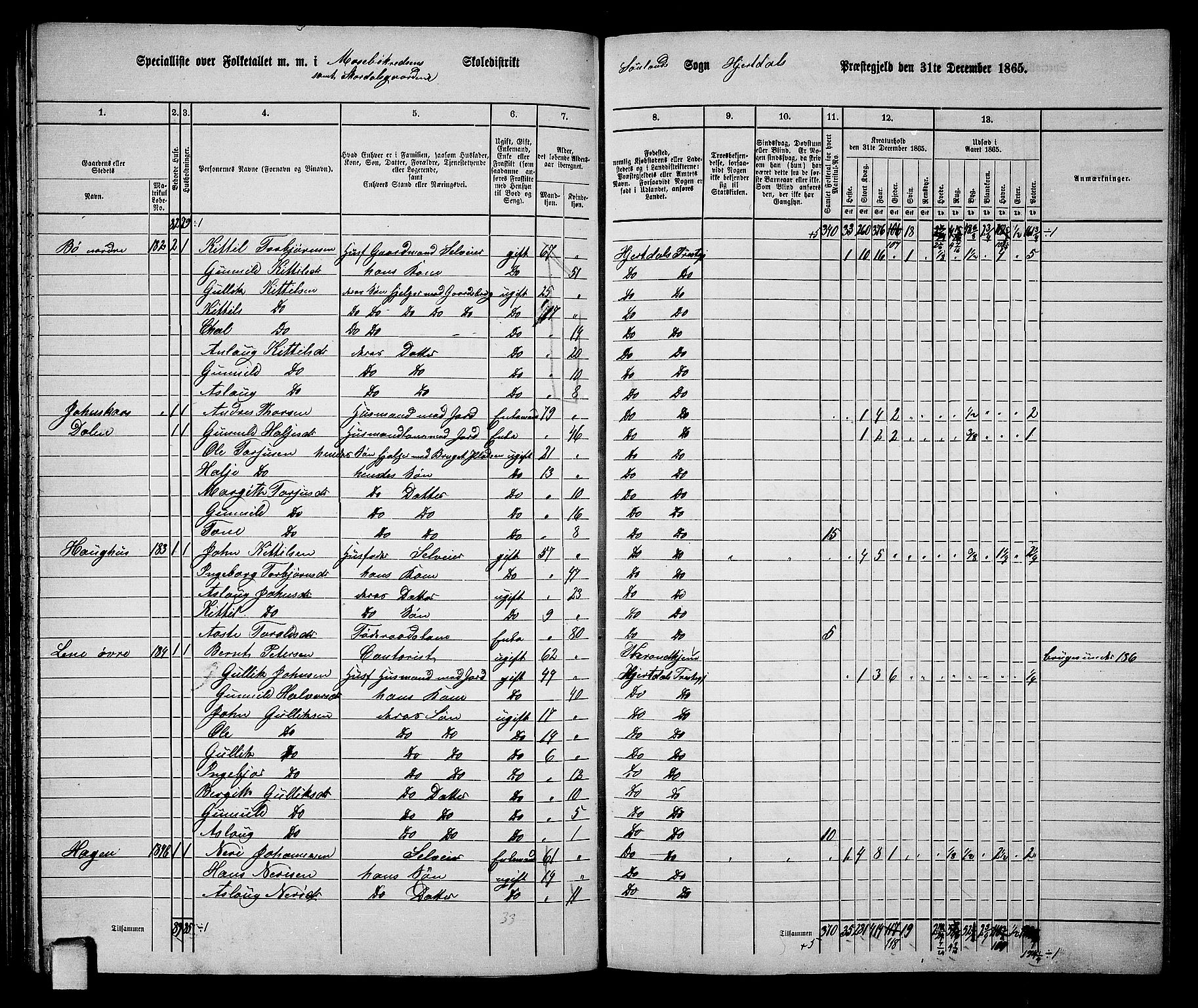 RA, 1865 census for Hjartdal, 1865, p. 76