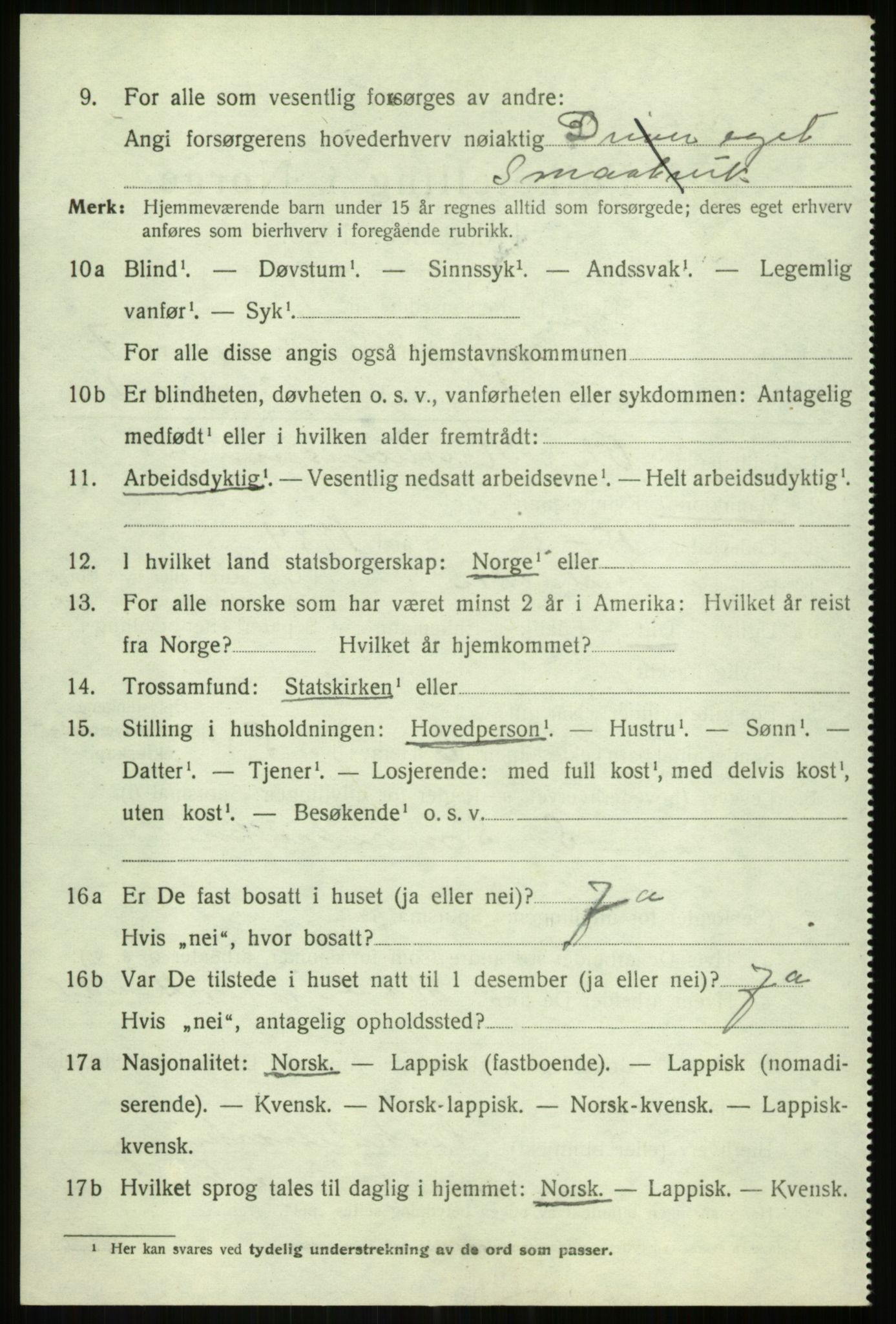 SATØ, 1920 census for Tranøy, 1920, p. 3368