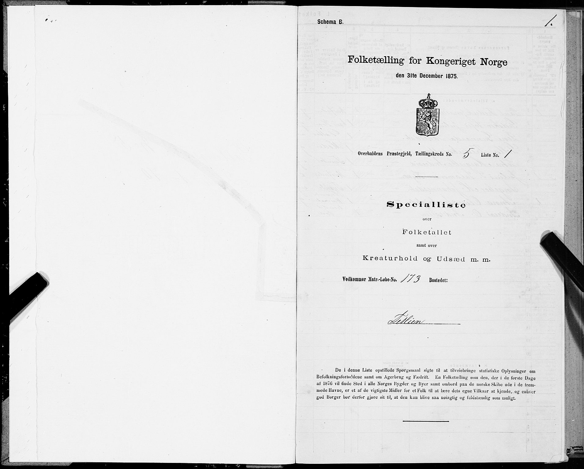 SAT, 1875 census for 1744P Overhalla, 1875, p. 3001