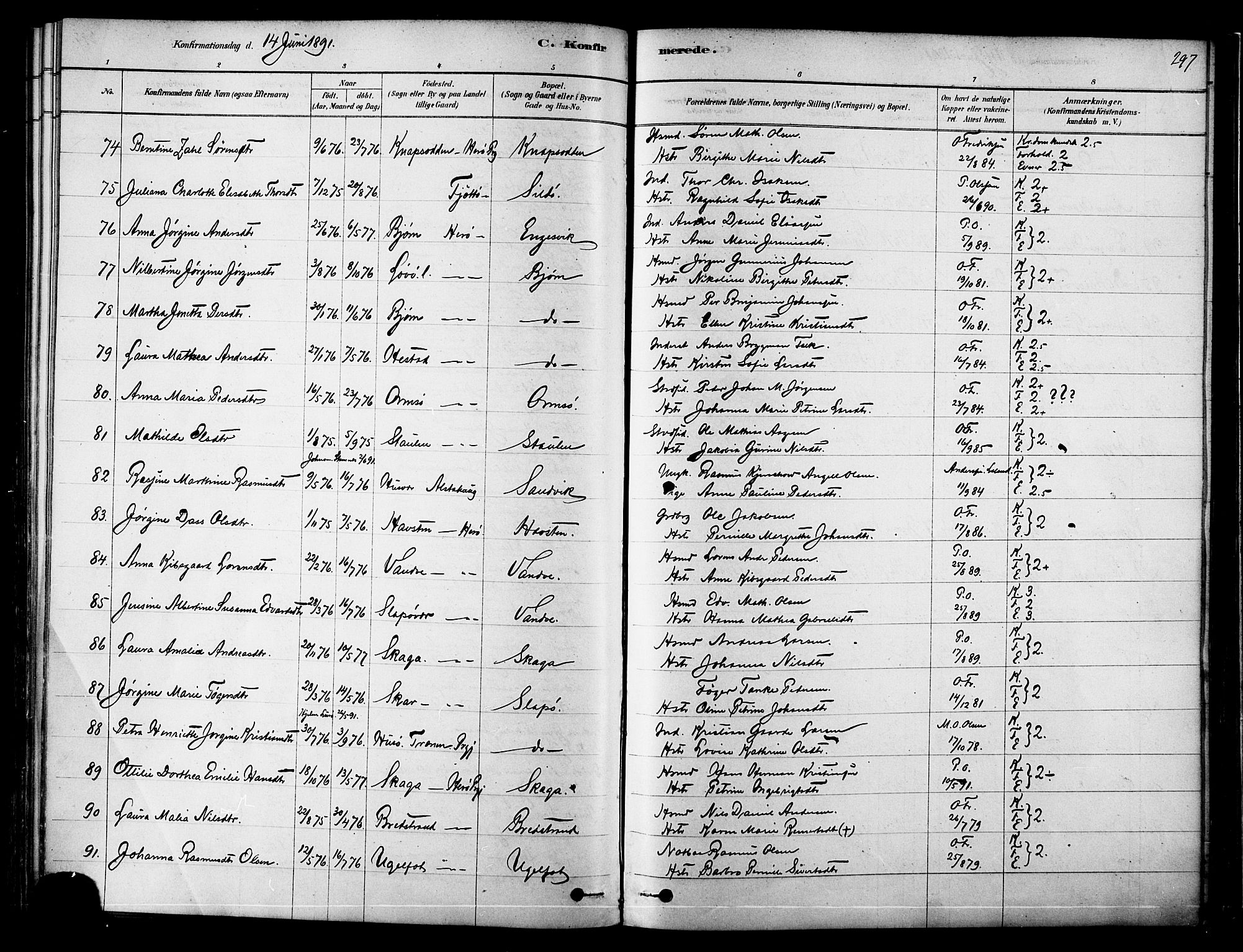Ministerialprotokoller, klokkerbøker og fødselsregistre - Nordland, SAT/A-1459/834/L0507: Parish register (official) no. 834A05, 1878-1892, p. 297