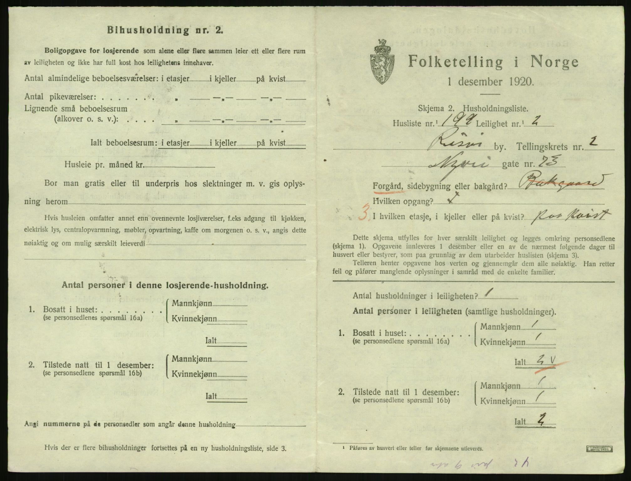 SAK, 1920 census for Risør, 1920, p. 2519