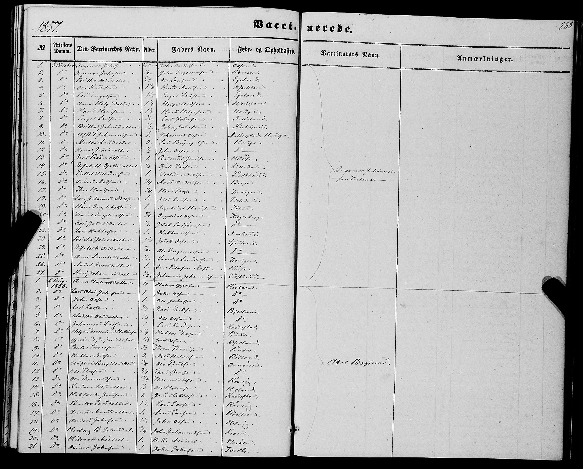 Kvinnherad sokneprestembete, SAB/A-76401/H/Haa: Parish register (official) no. A 8, 1854-1872, p. 288