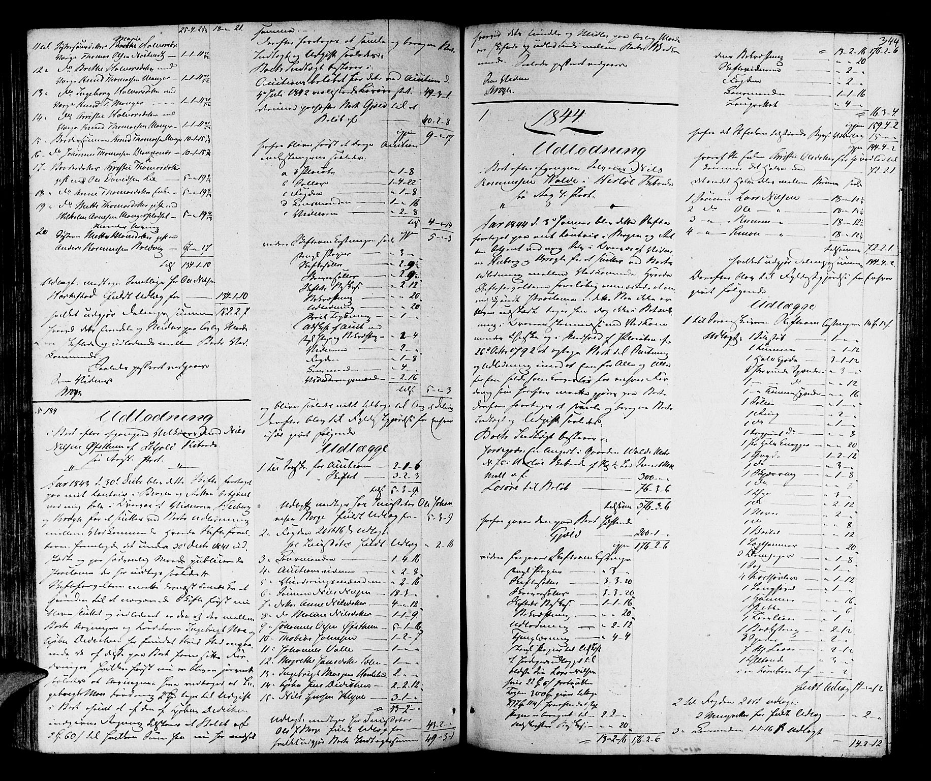 Nordhordland sorenskrivar, SAB/A-2901/1/H/Hd/Hda/L0001a: Skifteutlodningsprotokollar, 1841-1845, p. 343b-344a