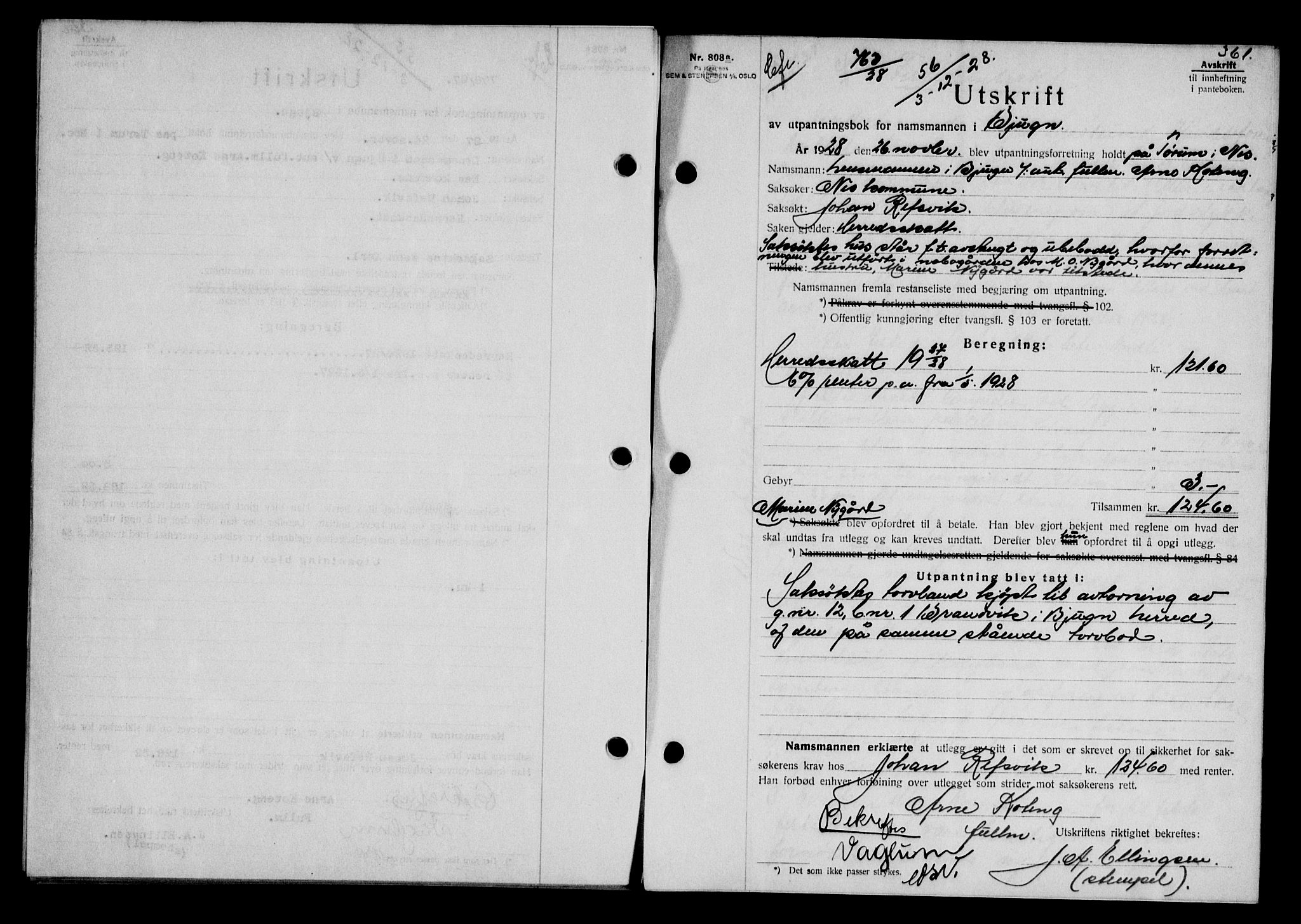 Fosen sorenskriveri, AV/SAT-A-1107/1/2/2C/L0067: Mortgage book no. 58, 1928-1929, p. 361, Deed date: 03.12.1928