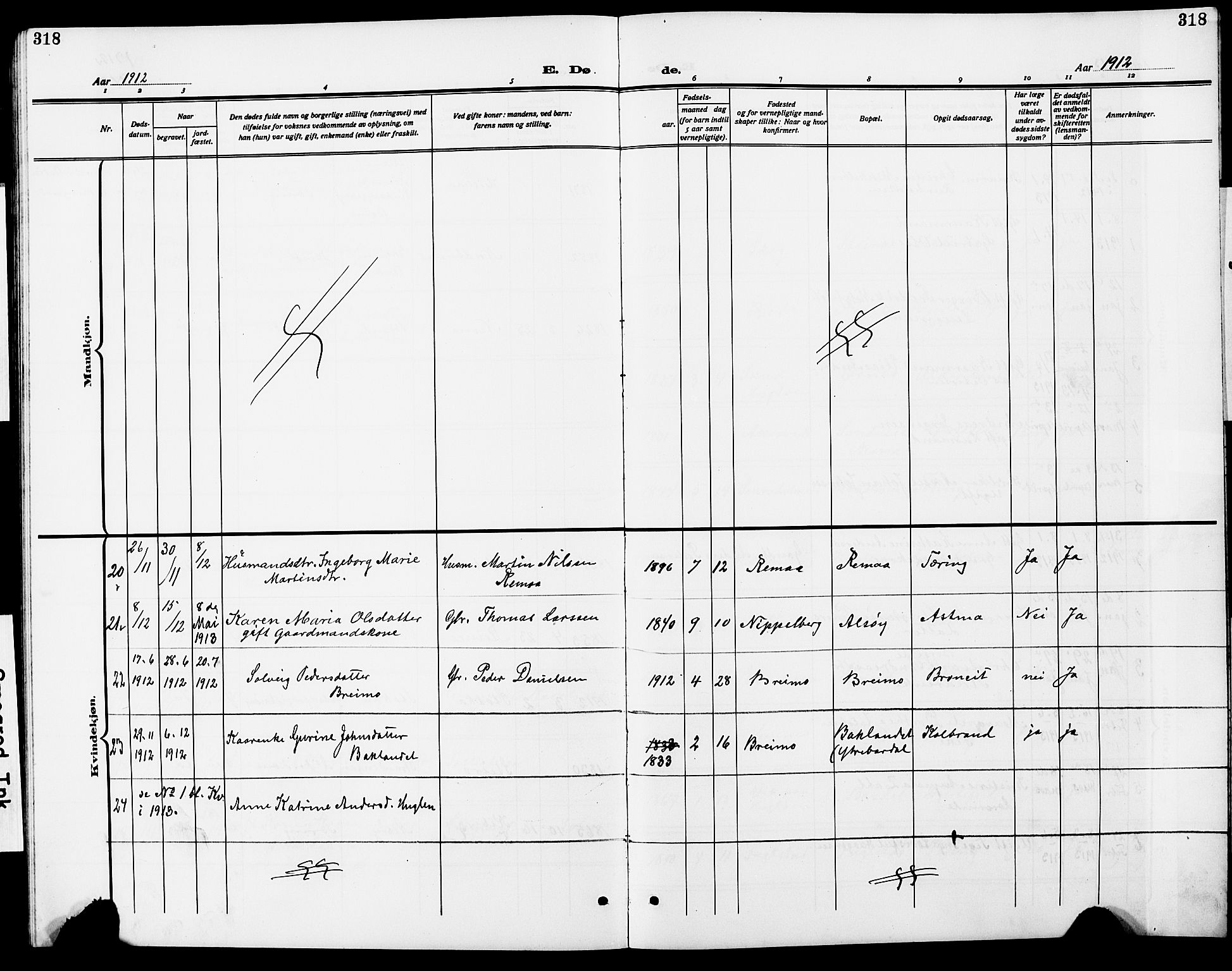 Ministerialprotokoller, klokkerbøker og fødselsregistre - Nordland, AV/SAT-A-1459/838/L0560: Parish register (copy) no. 838C07, 1910-1928, p. 318