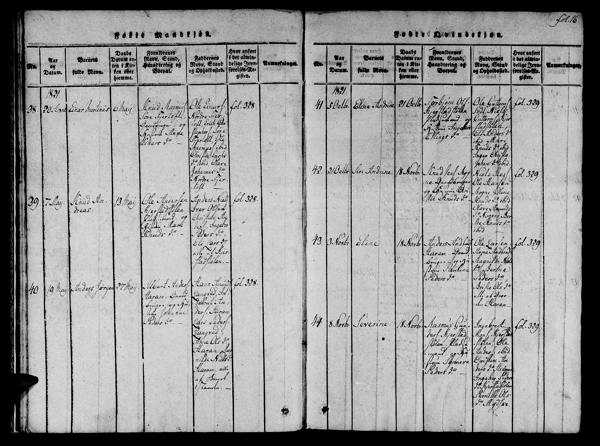 Ministerialprotokoller, klokkerbøker og fødselsregistre - Møre og Romsdal, SAT/A-1454/536/L0495: Parish register (official) no. 536A04, 1818-1847, p. 16