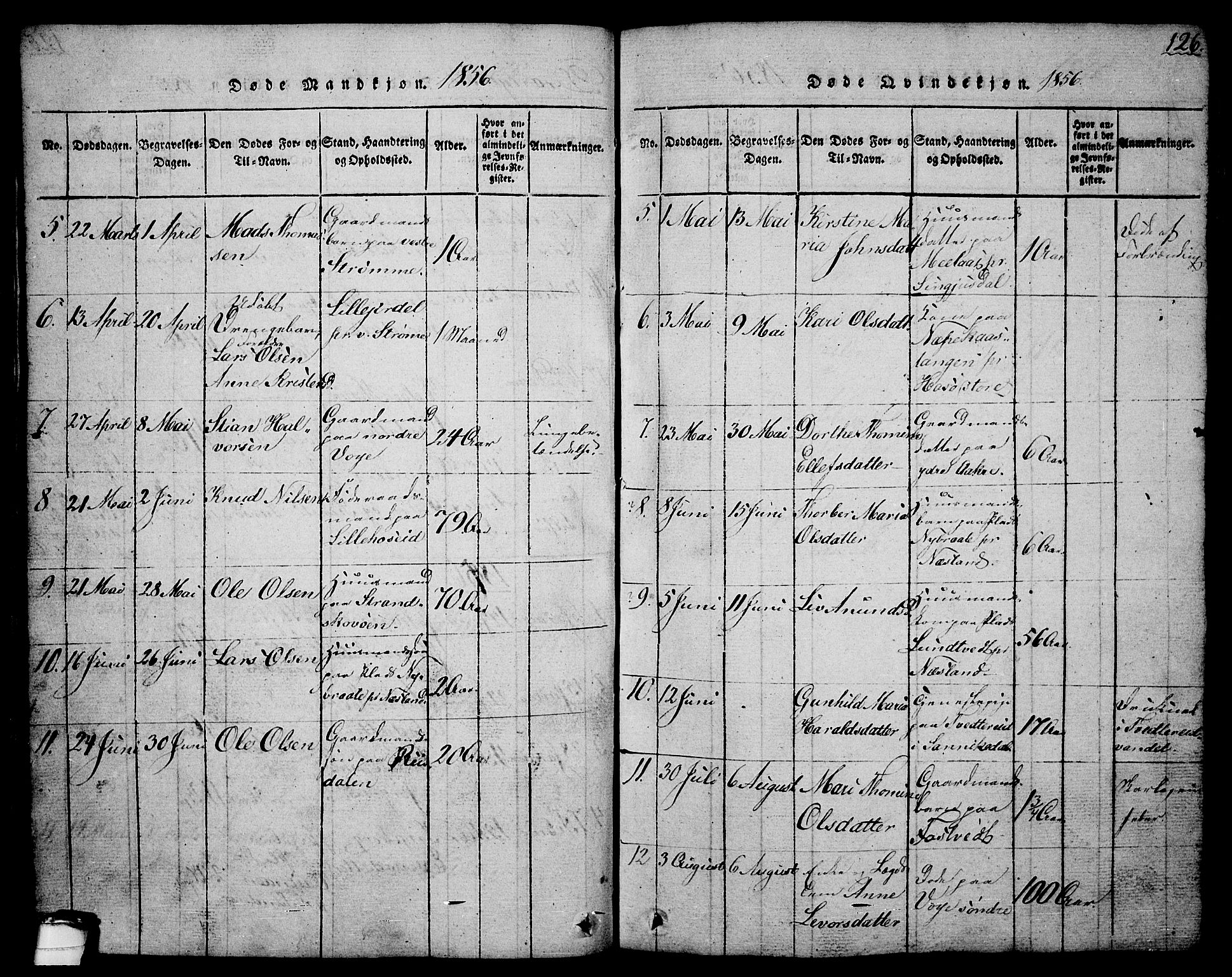 Drangedal kirkebøker, SAKO/A-258/G/Ga/L0001: Parish register (copy) no. I 1 /1, 1814-1856, p. 126