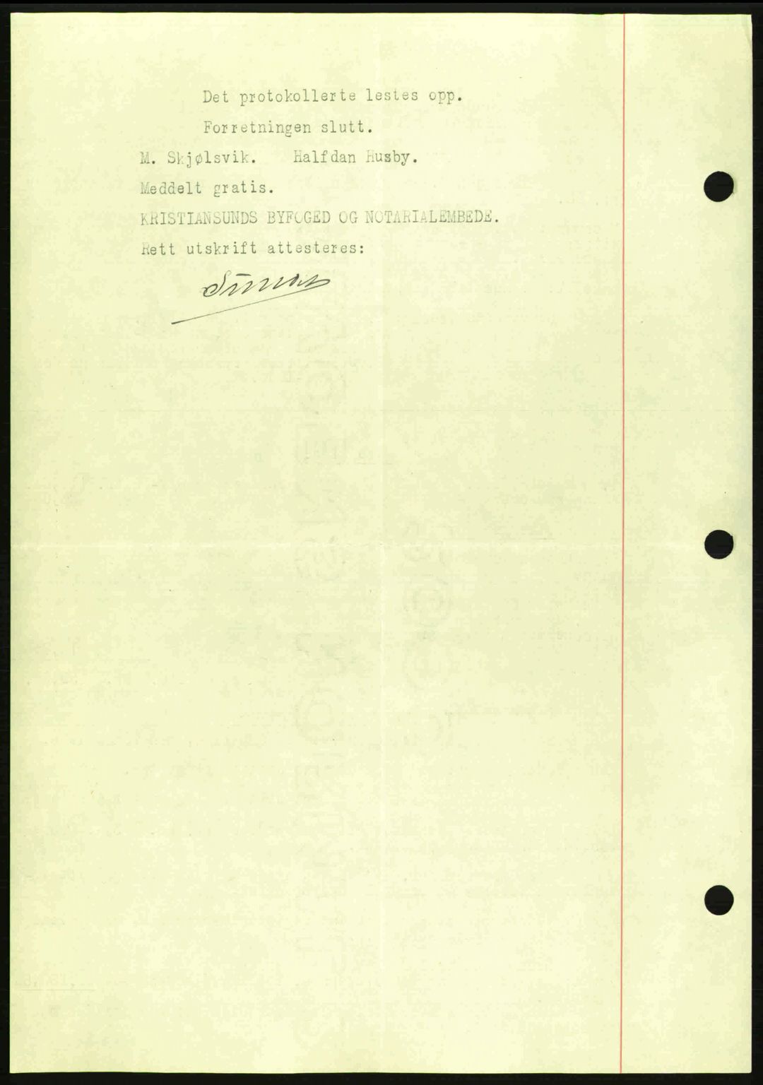 Kristiansund byfogd, SAT/A-4587/A/27: Mortgage book no. 33, 1939-1941, Diary no: : 106/1940