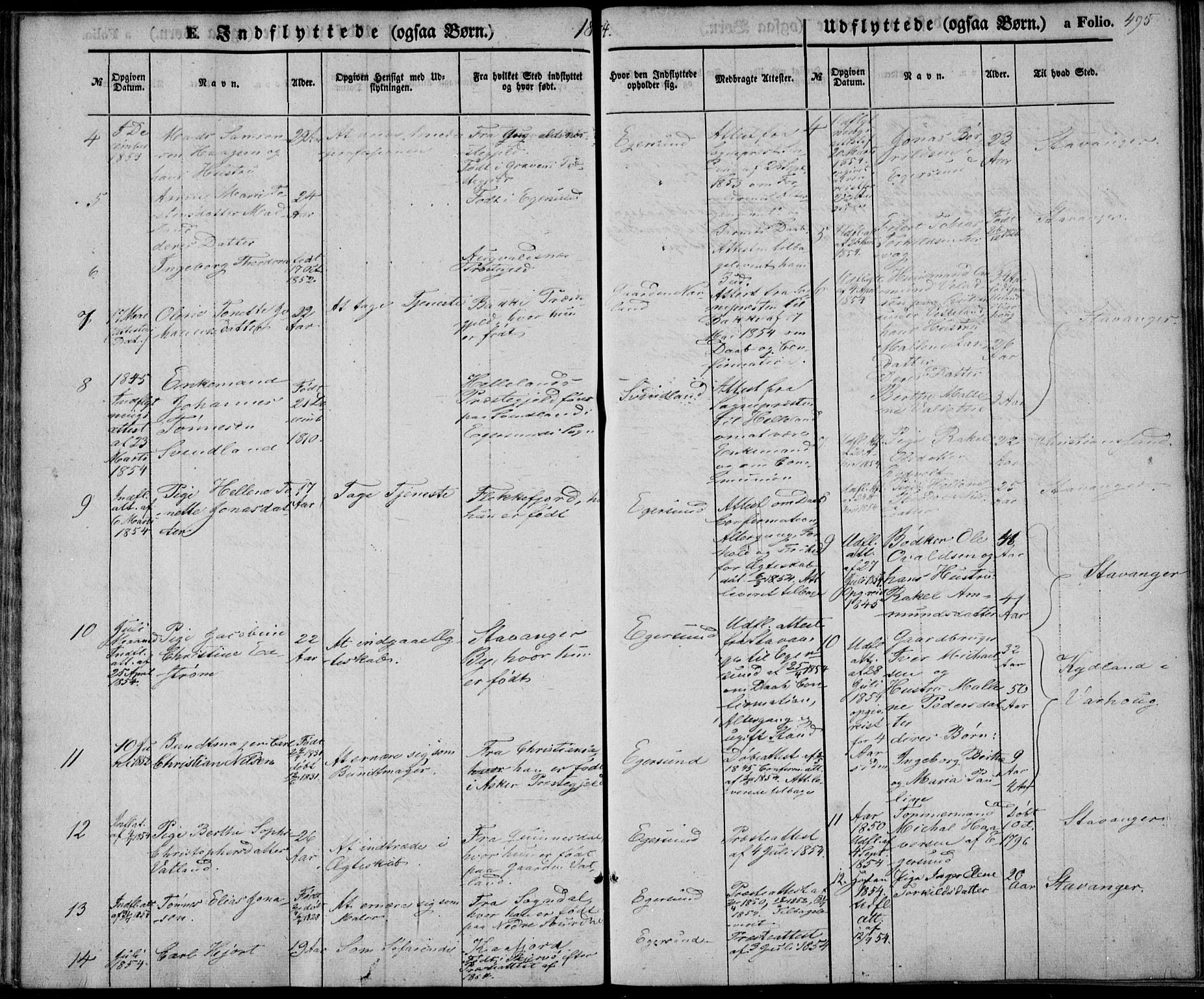 Eigersund sokneprestkontor, AV/SAST-A-101807/001/30/30BA/L0013: Parish register (official) no. A 12.2, 1850-1865, p. 495