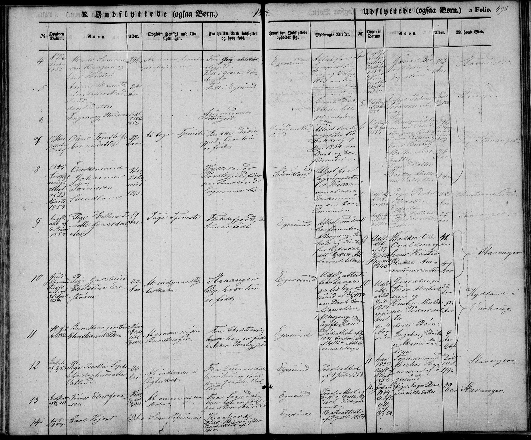 Eigersund sokneprestkontor, SAST/A-101807/S08/L0013: Parish register (official) no. A 12.2, 1850-1865, p. 495