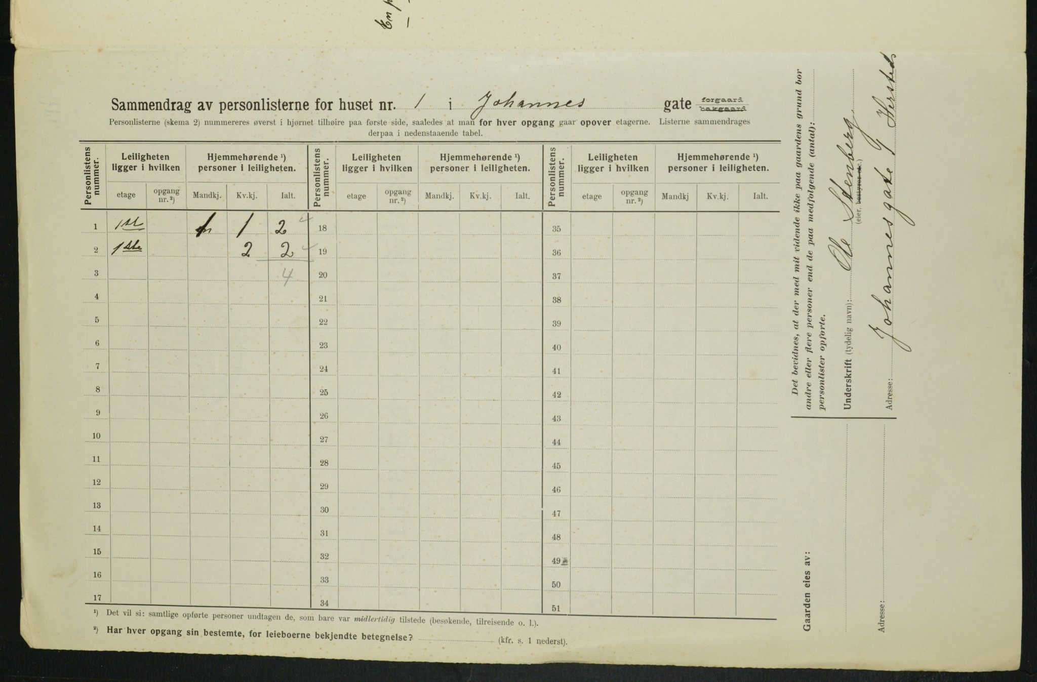 OBA, Municipal Census 1914 for Kristiania, 1914, p. 47159