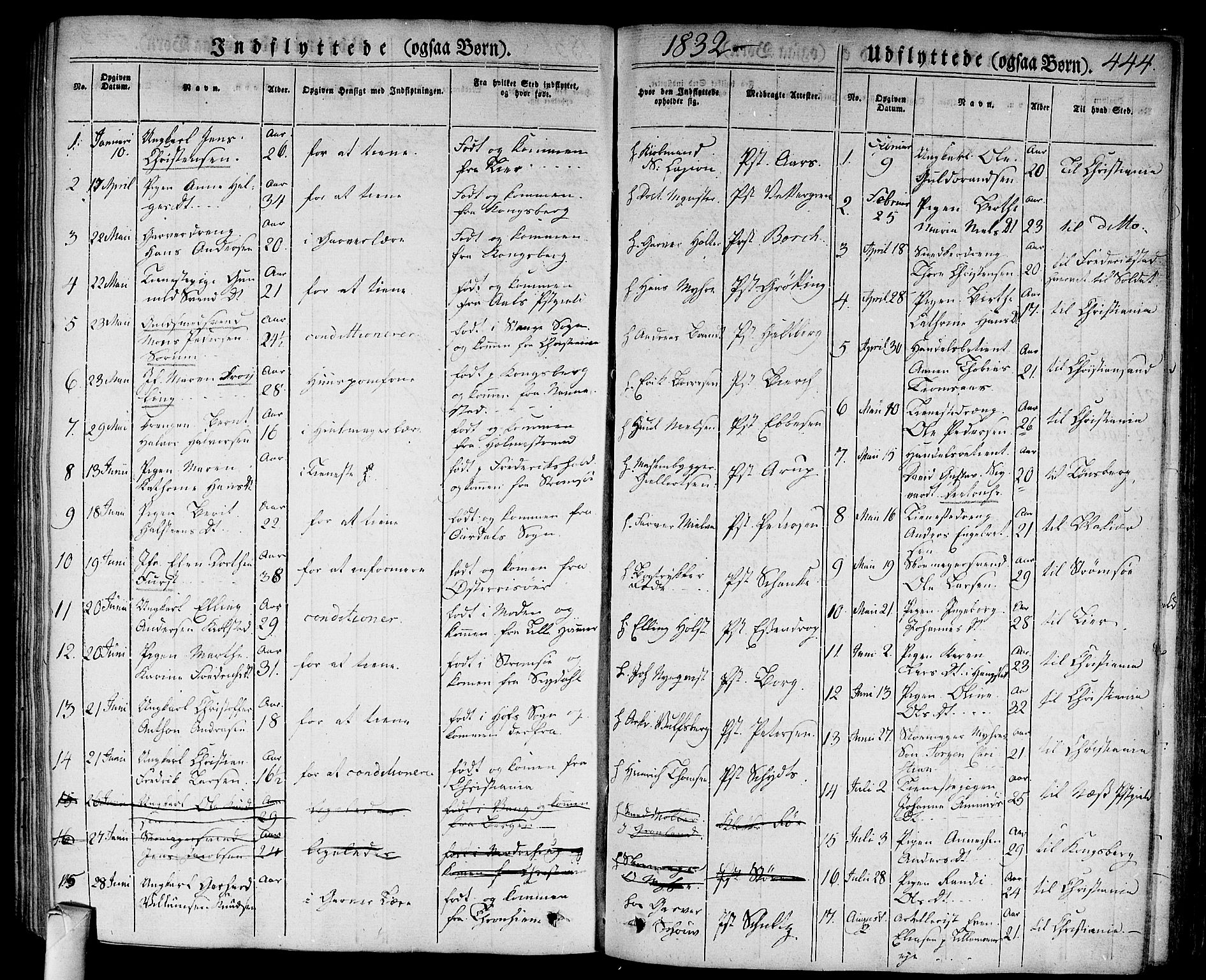 Bragernes kirkebøker, AV/SAKO-A-6/F/Fb/L0001: Parish register (official) no. II 1, 1830-1847, p. 444