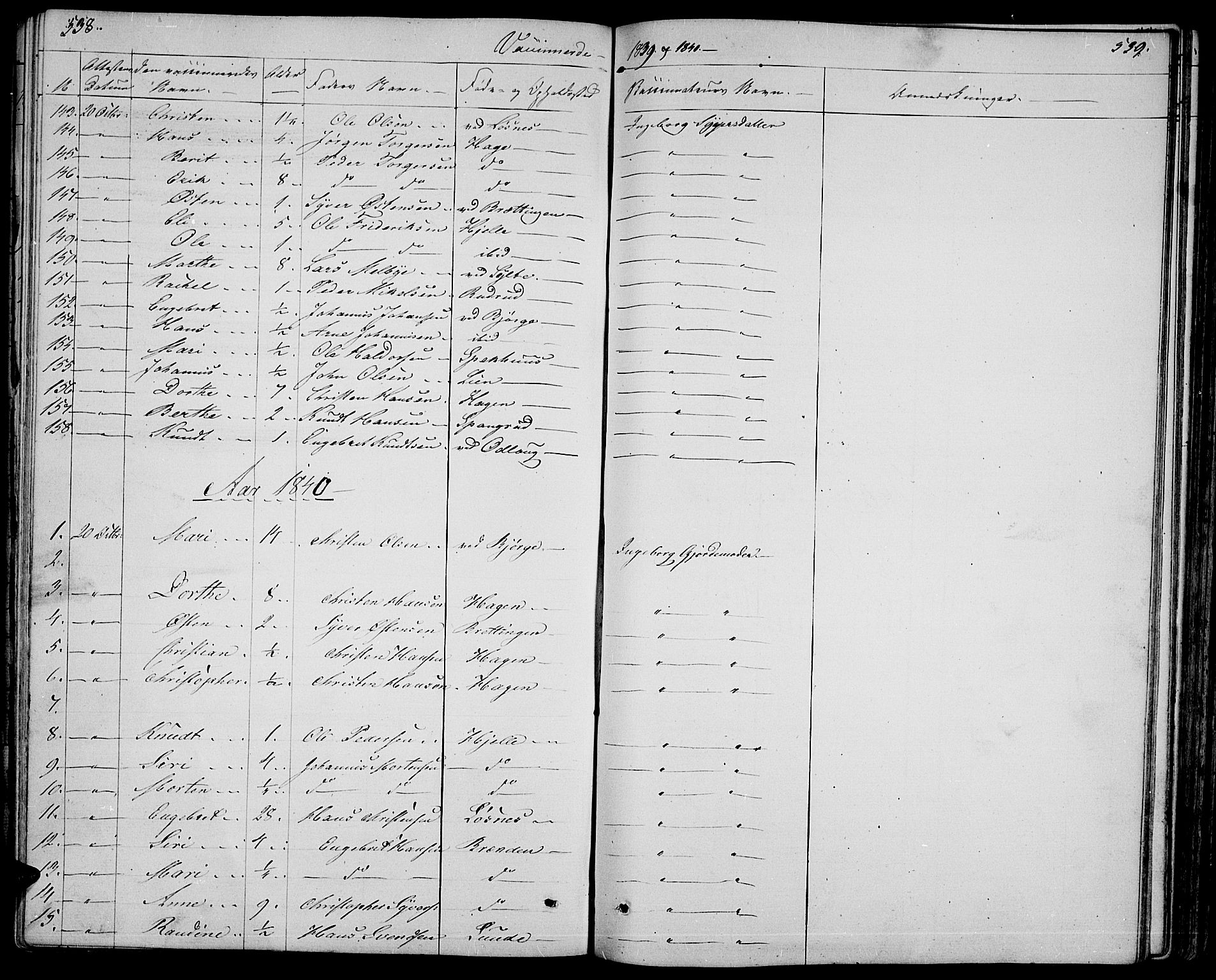 Ringebu prestekontor, SAH/PREST-082/H/Ha/Hab/L0002: Parish register (copy) no. 2, 1839-1853, p. 538-539