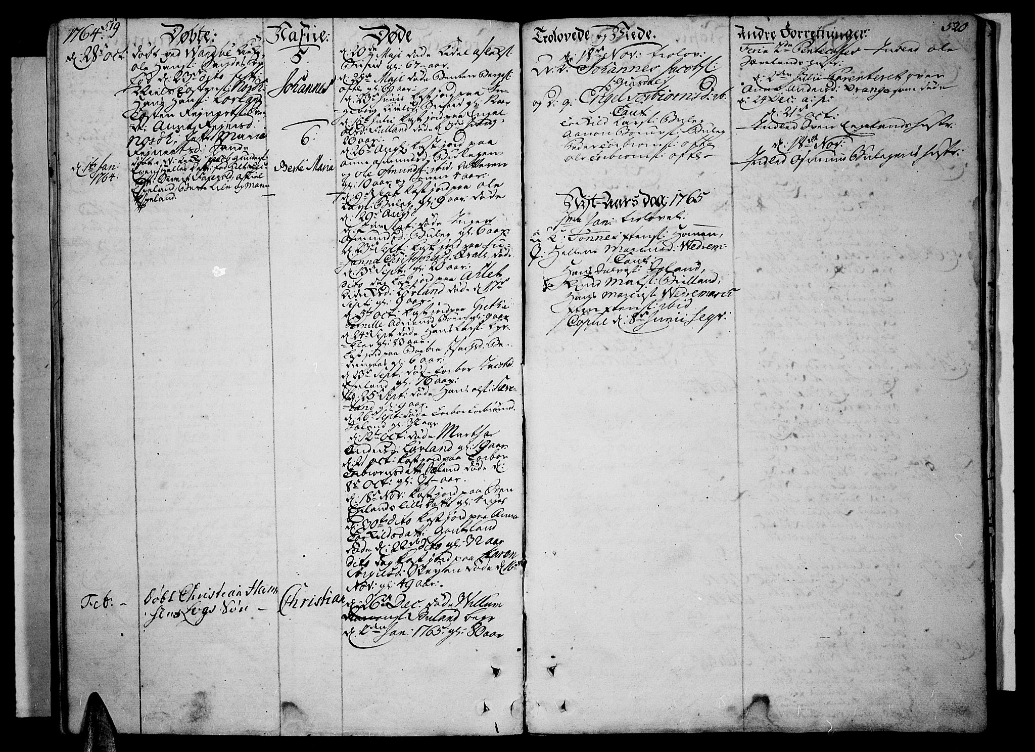 Lista sokneprestkontor, SAK/1111-0027/F/Fa/L0003: Parish register (official) no. A 3 /2, 1754-1767, p. 519-520
